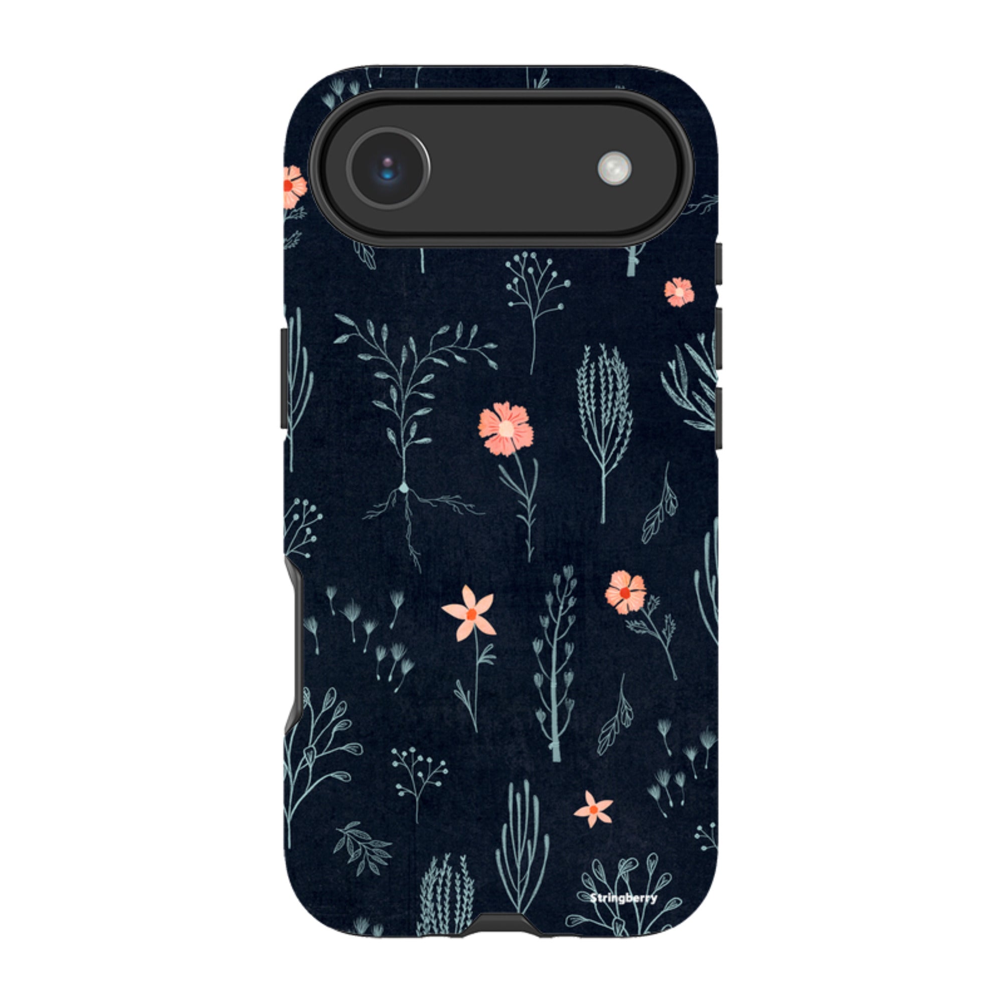 iPhone MagSafe Tough Case - Floral Light Blue and Pink By Katherine Quinn