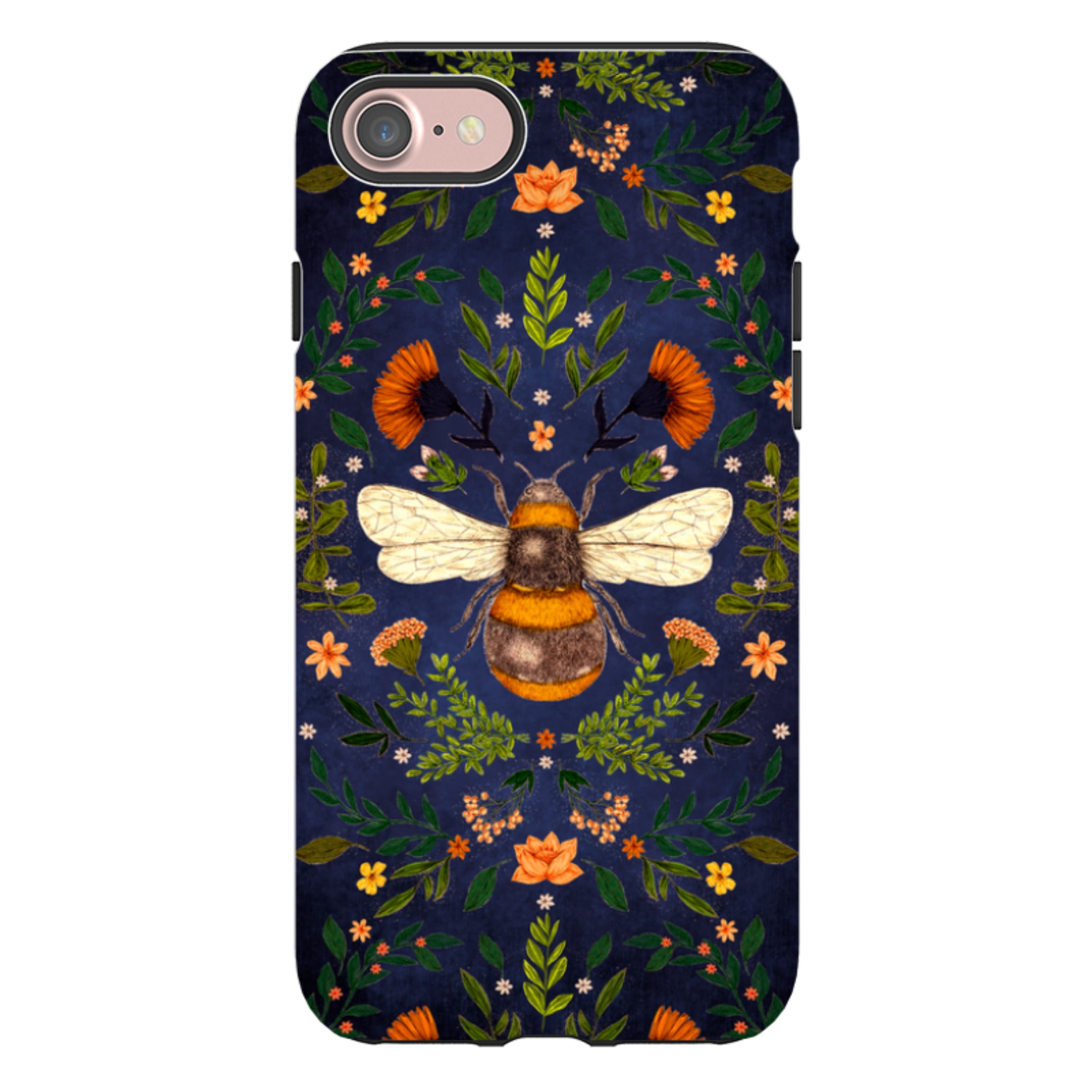 iPhone Tough Case - Botanical Bee Blue By Jade Mosinski