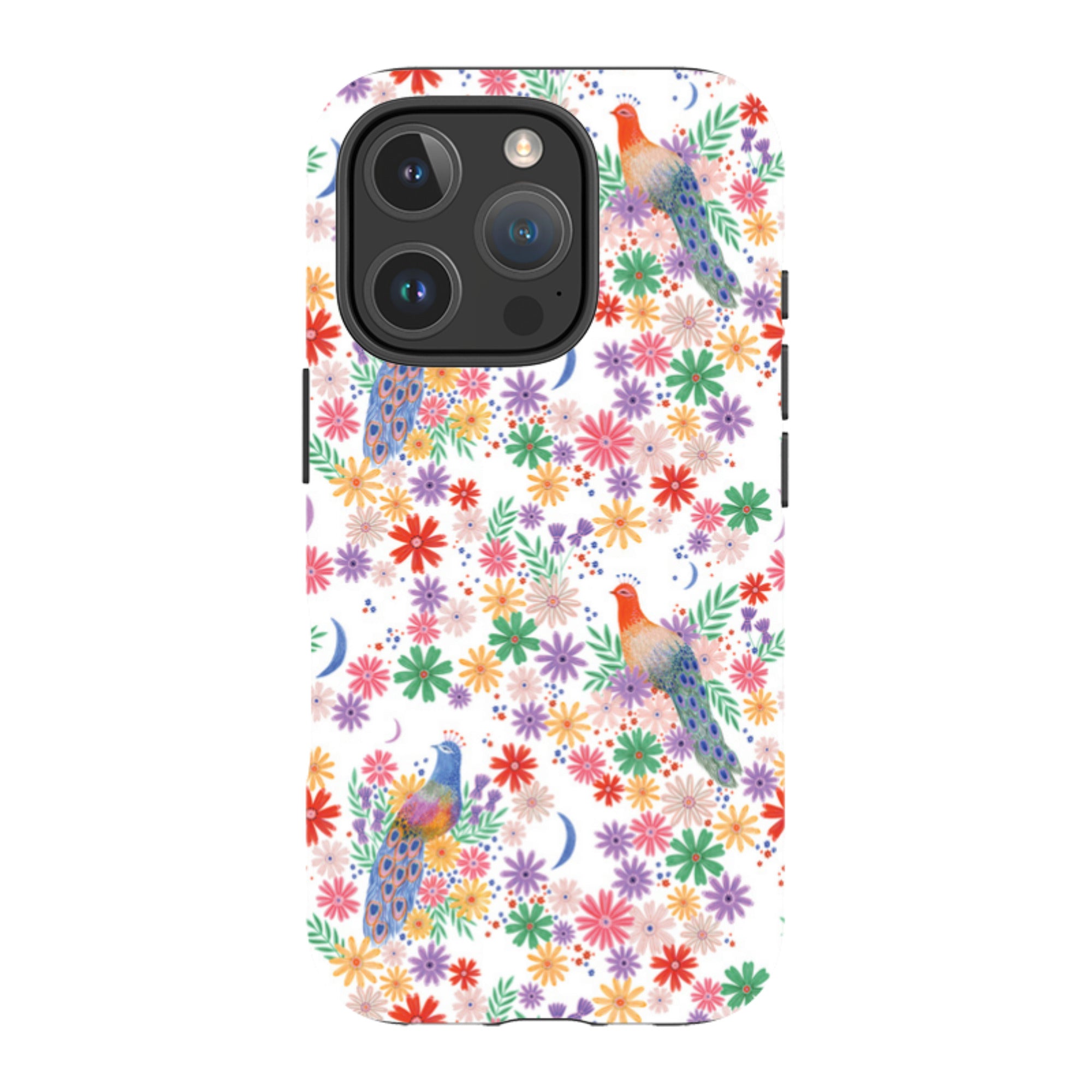 iPhone Tough Case - Peacock Pattern White By Lee Foster Wilson