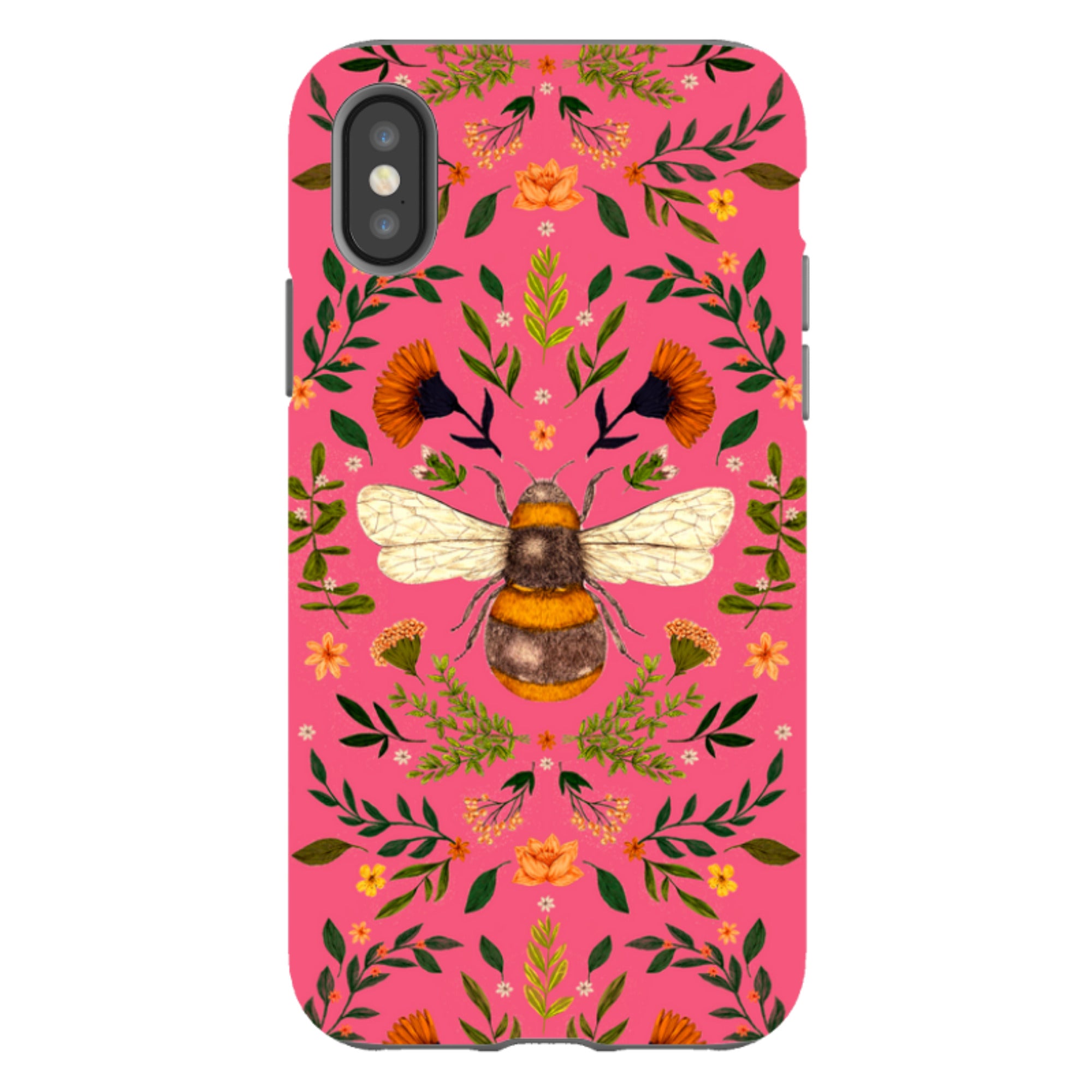 iPhone Tough Case - Botanical Bee Peach By Jade Mosinski