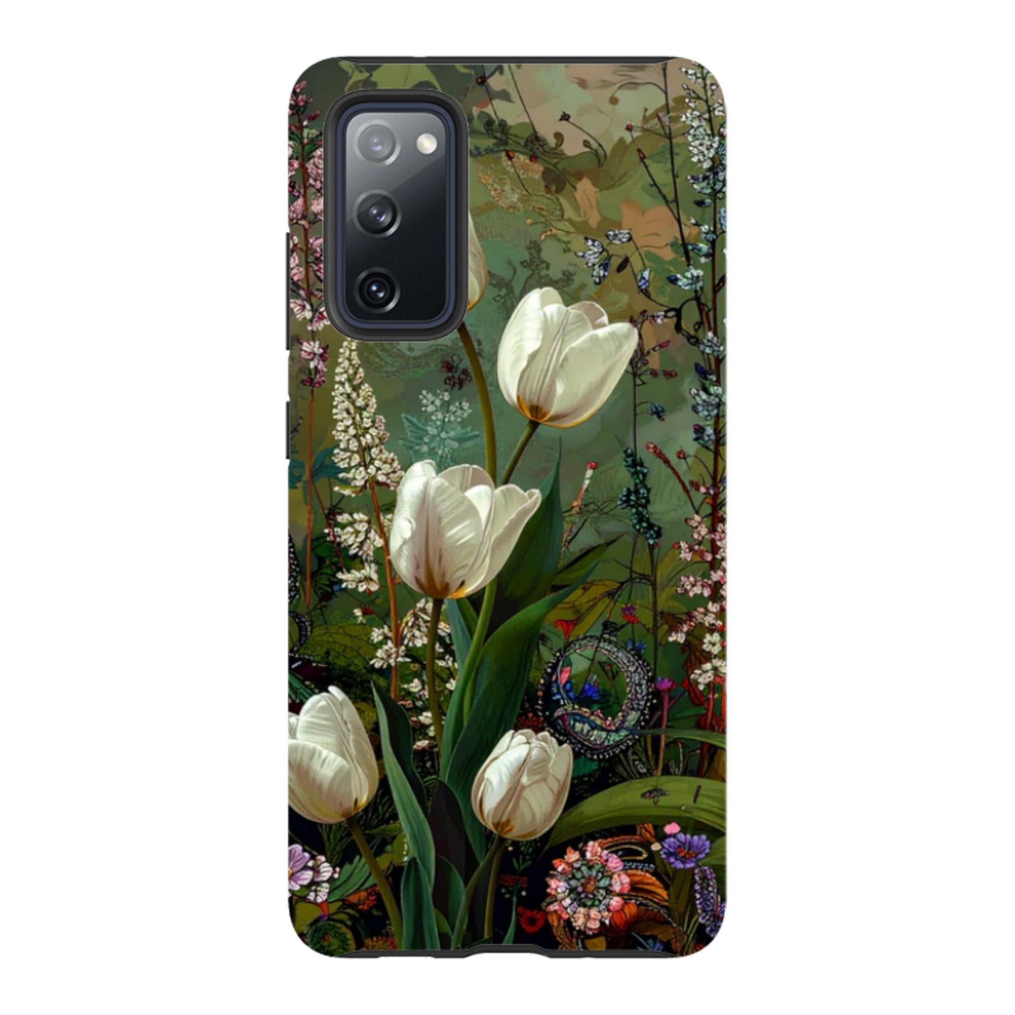 Samsung Tough Case - Green Vyne white Tulips