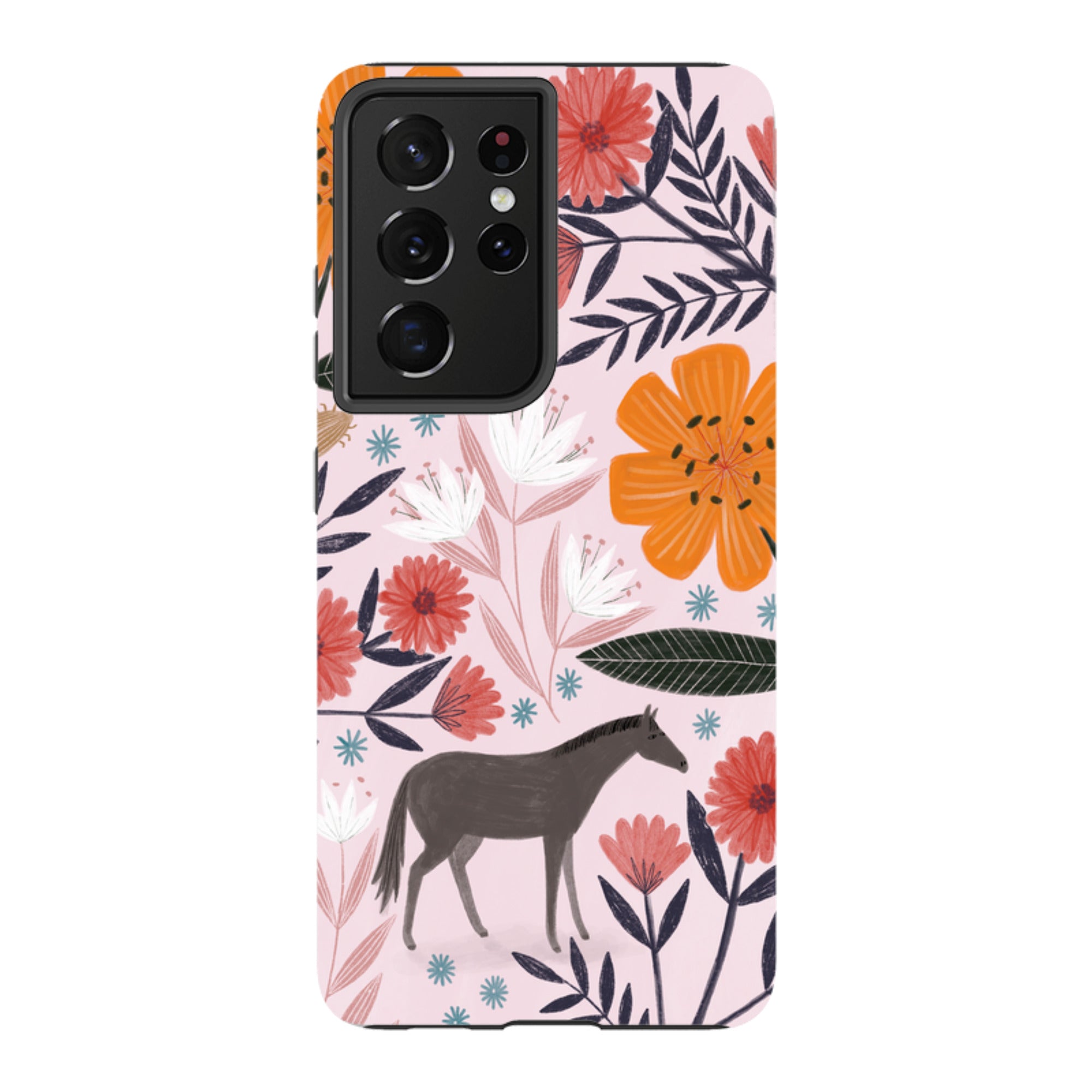 Samsung Tough Case - Pink Horse Floral By Lee Foster Wilson