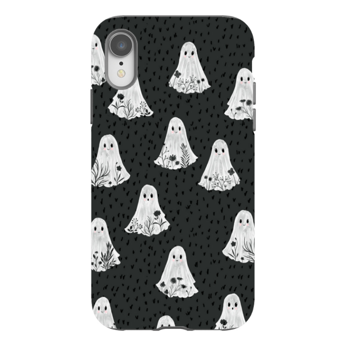 iPhone Tough Case - Floral Ghosts - Charcoal By Katherine Quinn