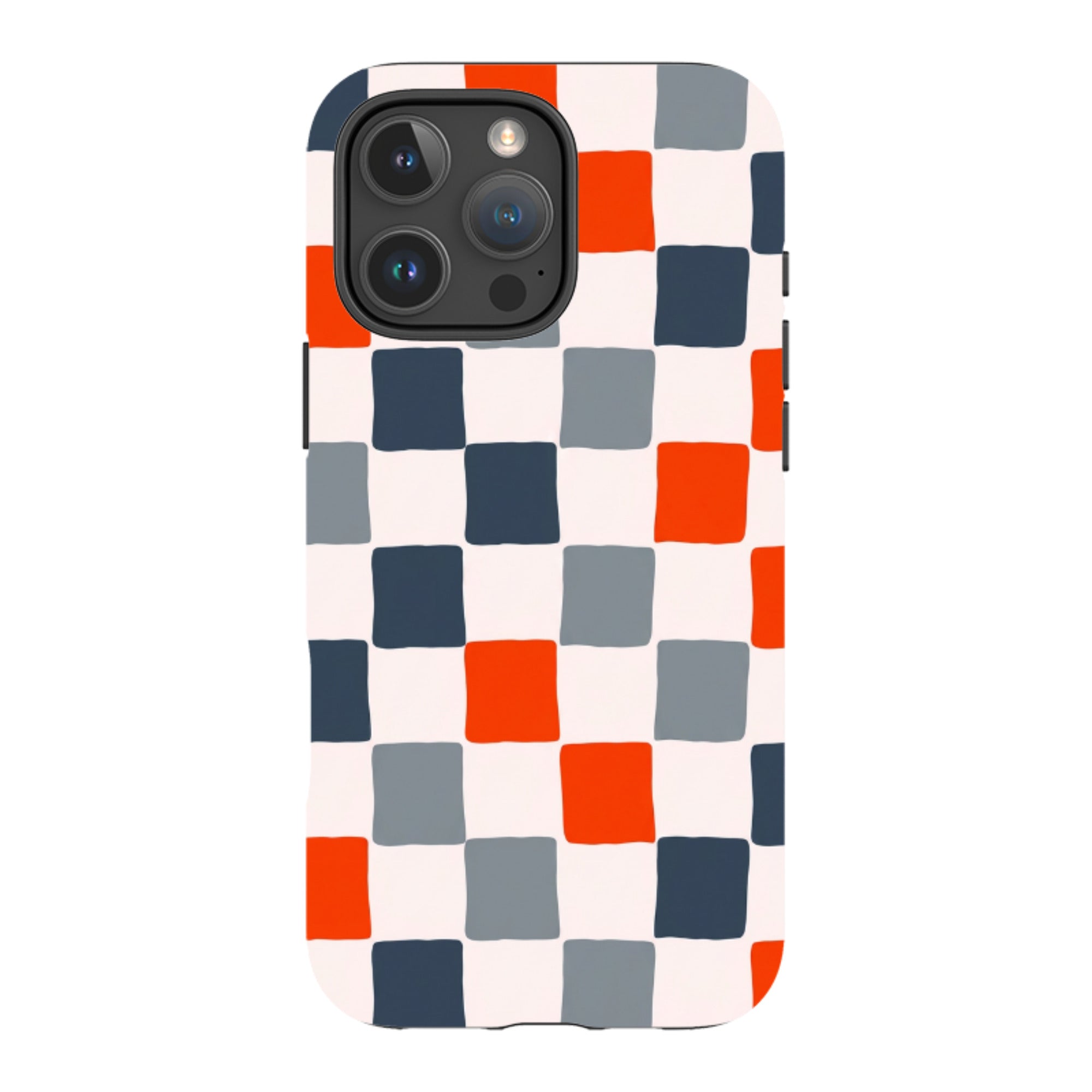 iPhone MagSafe Tough Case - Orange & Navy Checkerboard