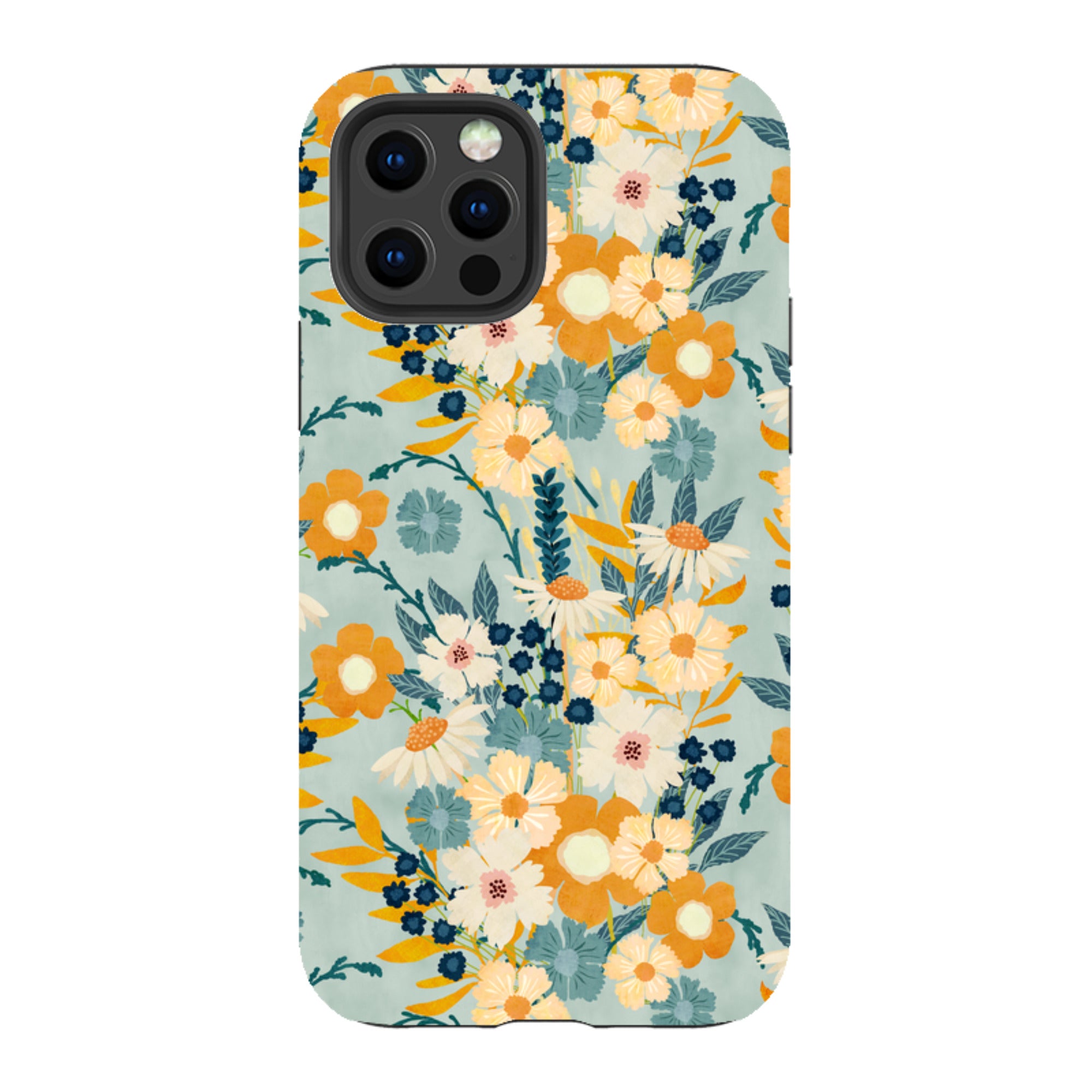 iPhone Tough Case - Yellow And Blue Floral By Katherine Quinn