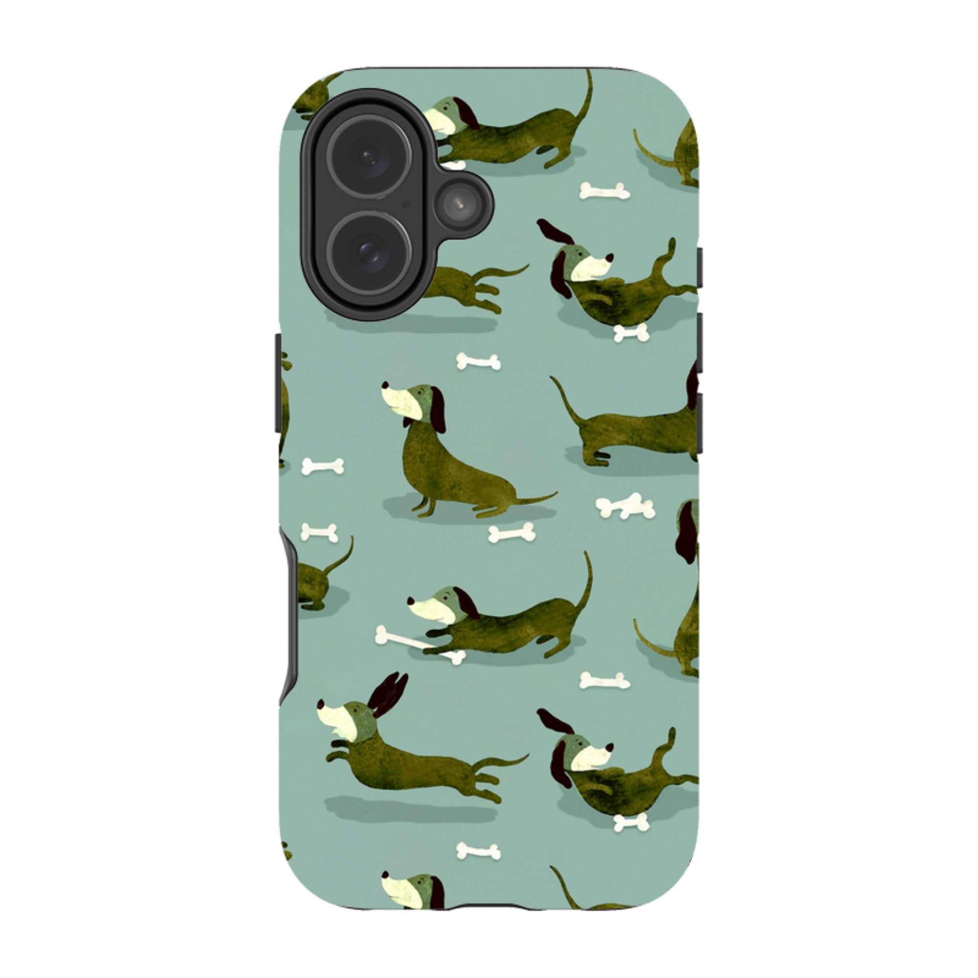 iPhone MagSafe Tough Case -  Dash Dogs Green By Katherine Quinn