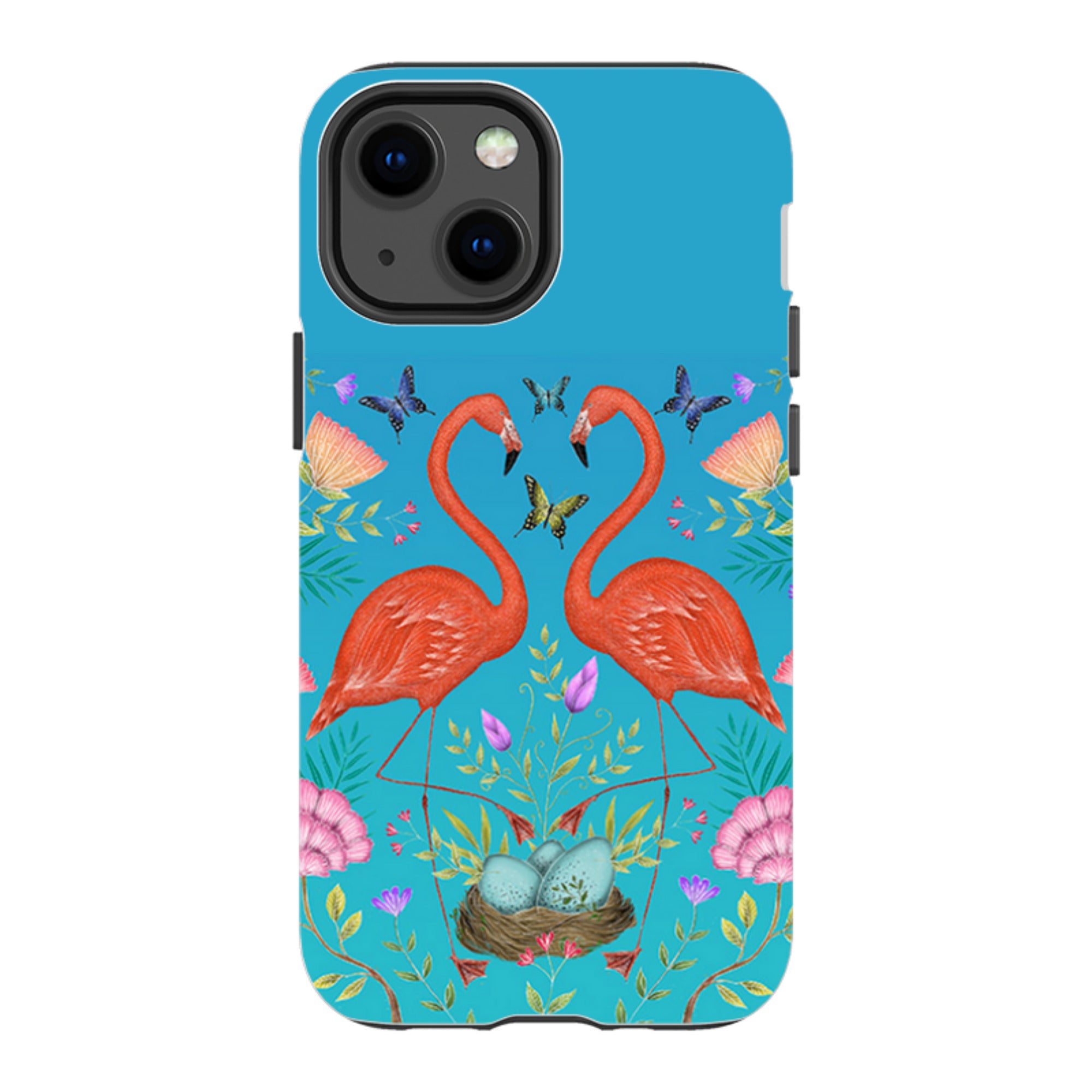 iPhone Tough Case - Flamingos And Flowers By Catherine Rowe