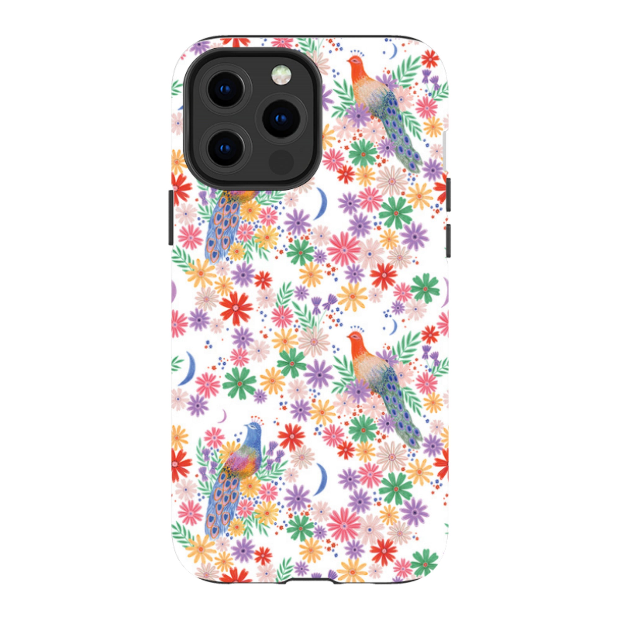 iPhone Tough Case - Peacock Pattern White By Lee Foster Wilson
