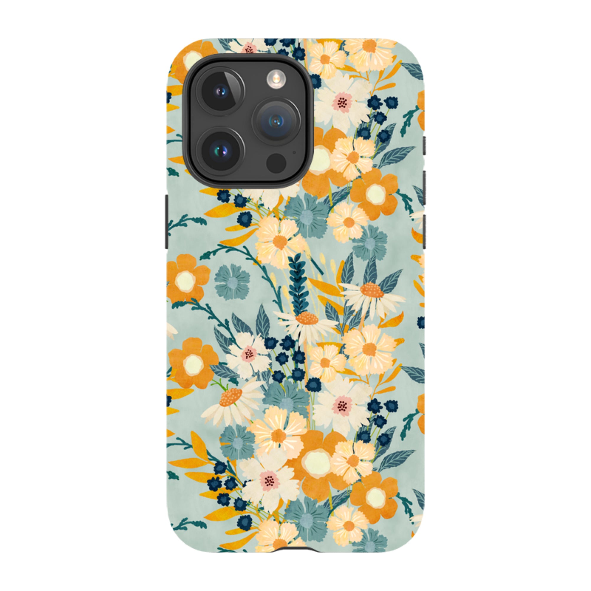 iPhone Tough Case - Yellow And Blue Floral By Katherine Quinn