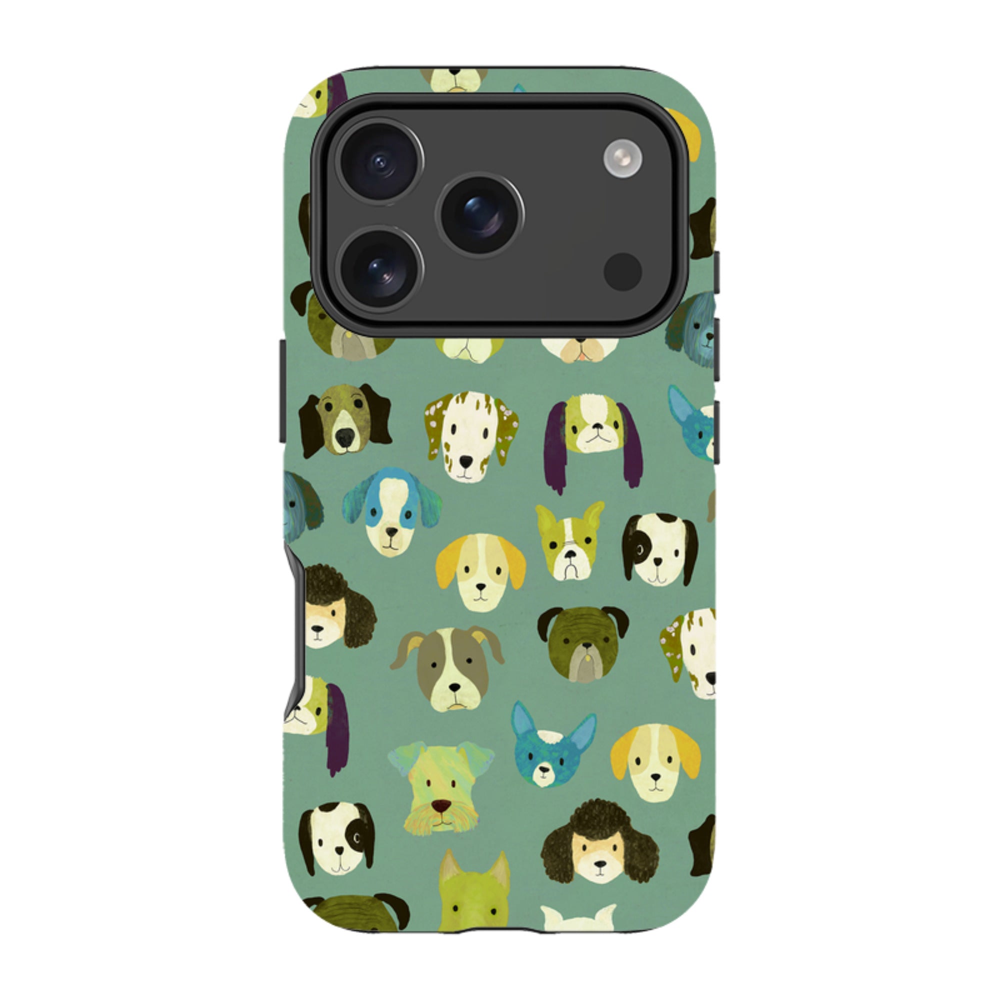 iPhone Tough Case - Dog Heads Green By Katherine Quinn