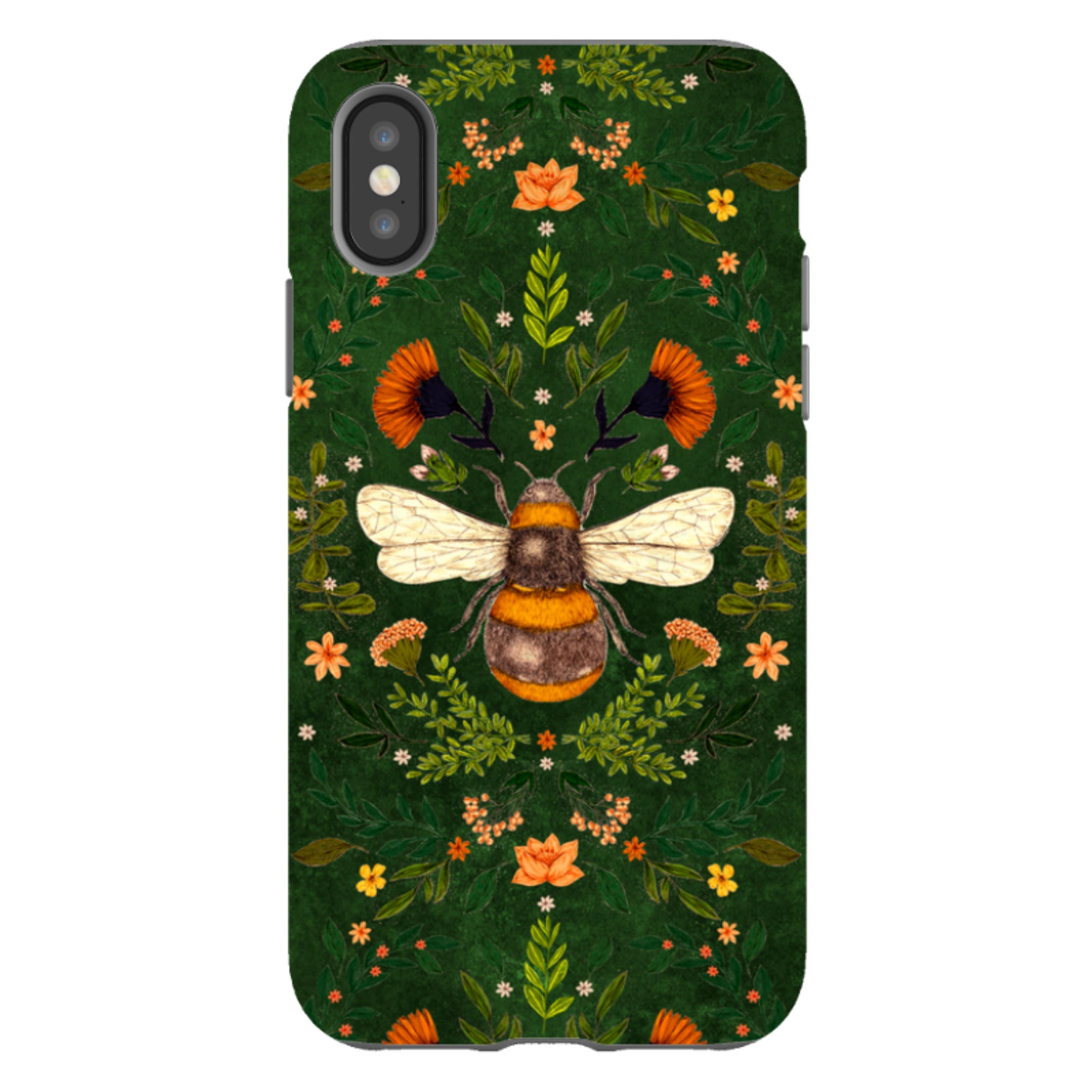 iPhone Tough Case - Botanical Bee Green By Jade Mosinski