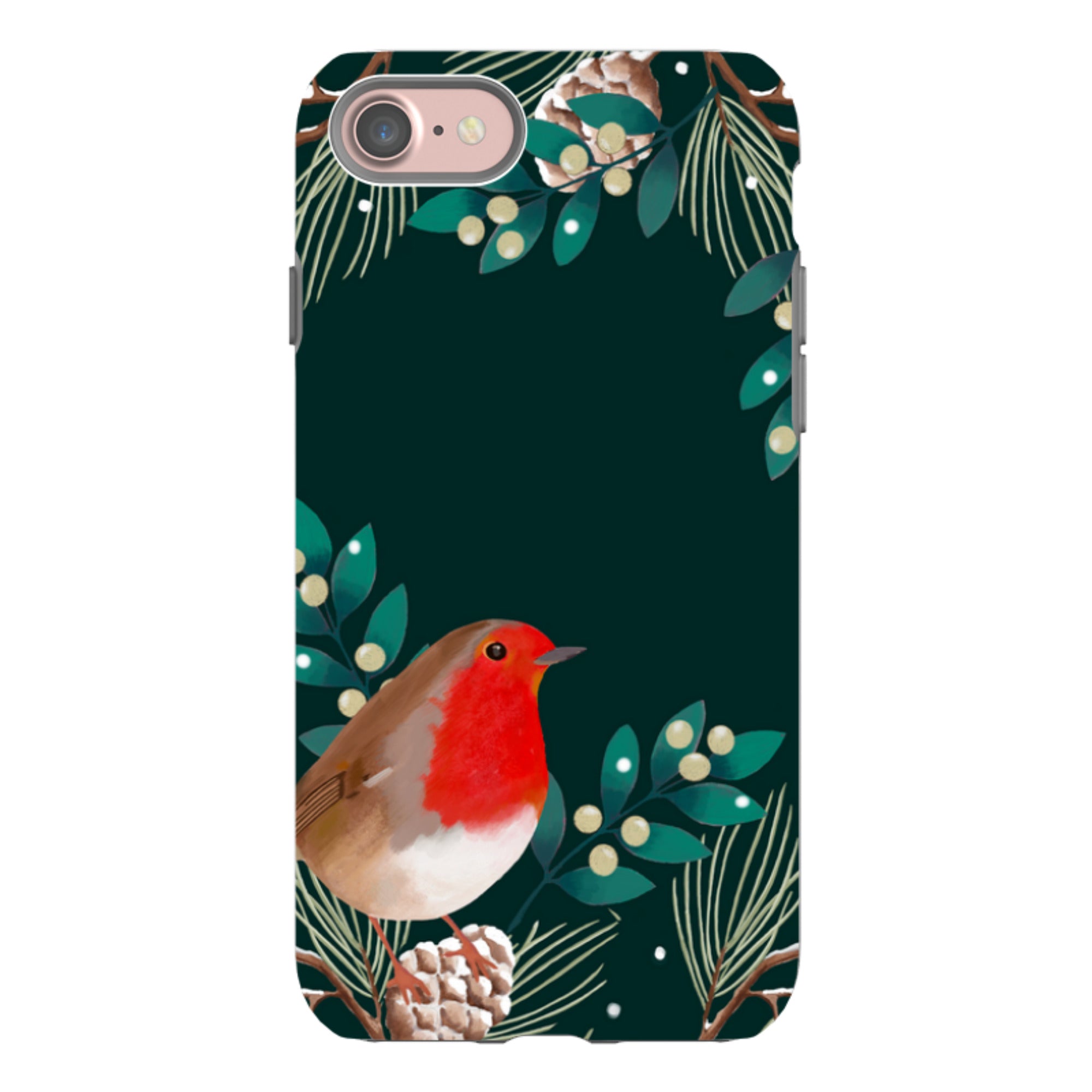 iPhone Tough Case - Robin Pine Cones By Bex Parkin