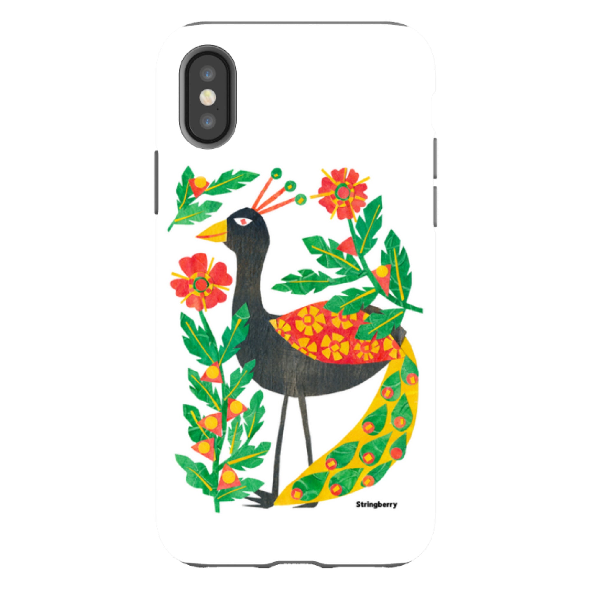 iPhone Tough Case - Folk Floral Peahen By Tracey English