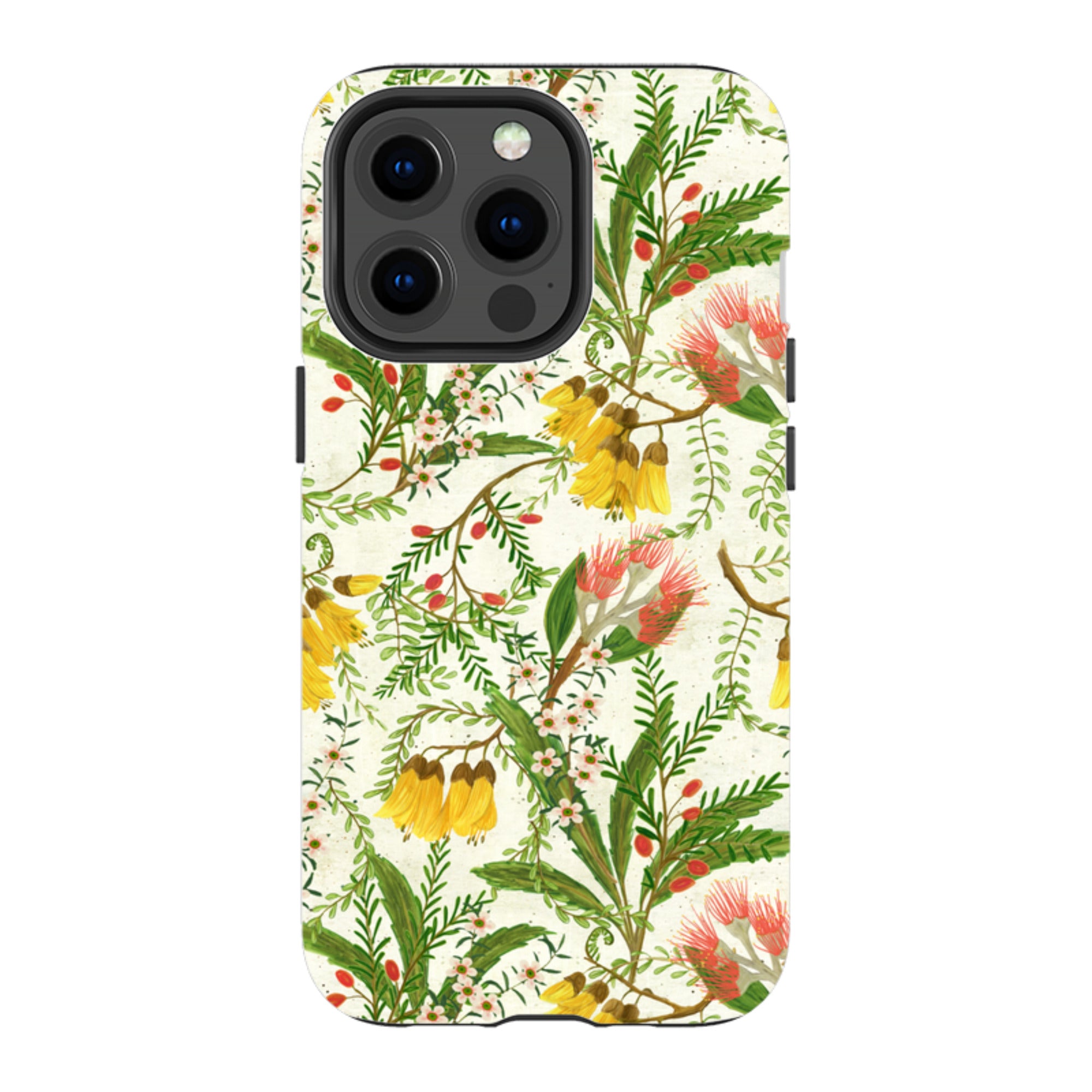 iPhone MagSafe Tough Case - Kowhai and Bottle Brush By Katherine Quinn