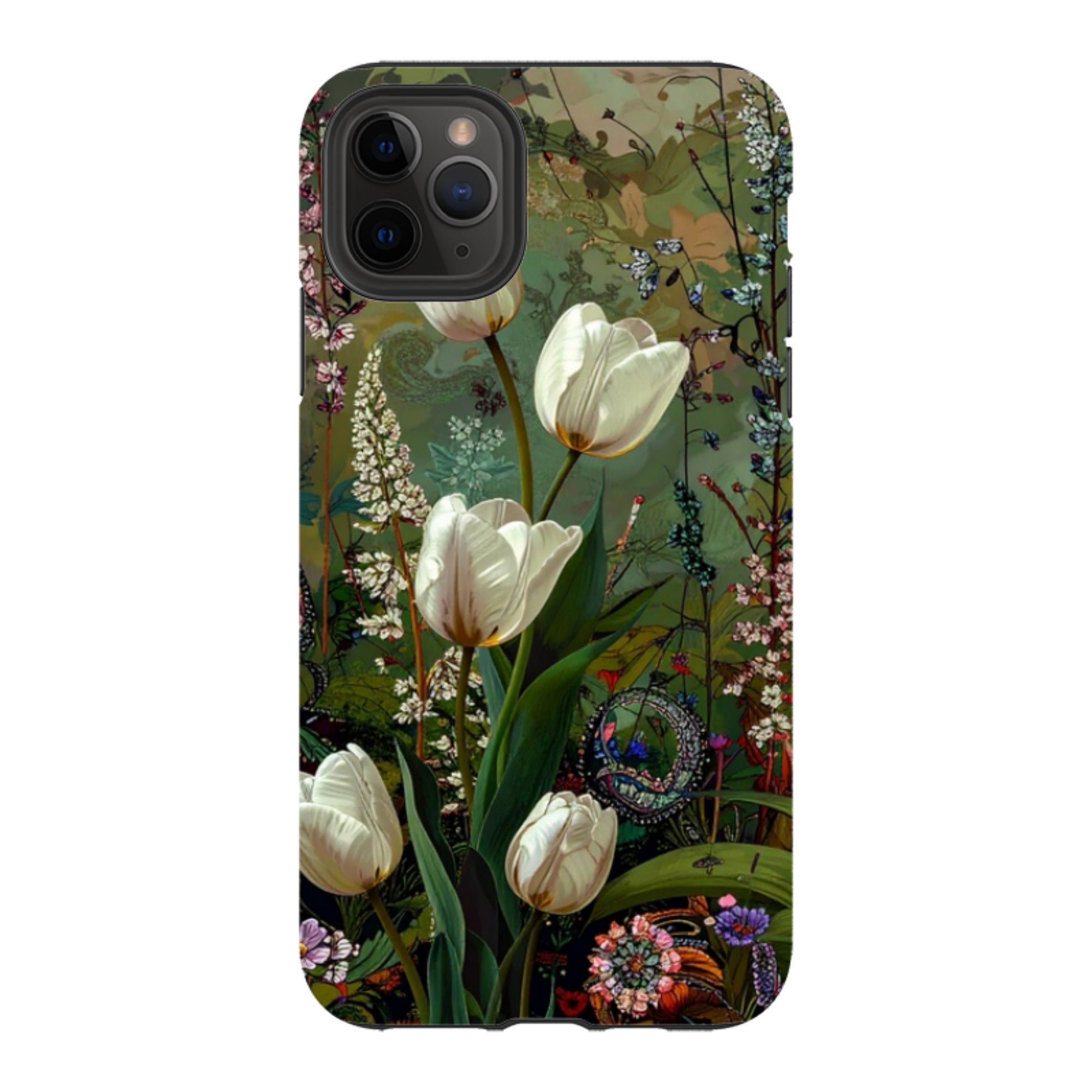 iPhone Tough Case - Green Vyne White Tulips