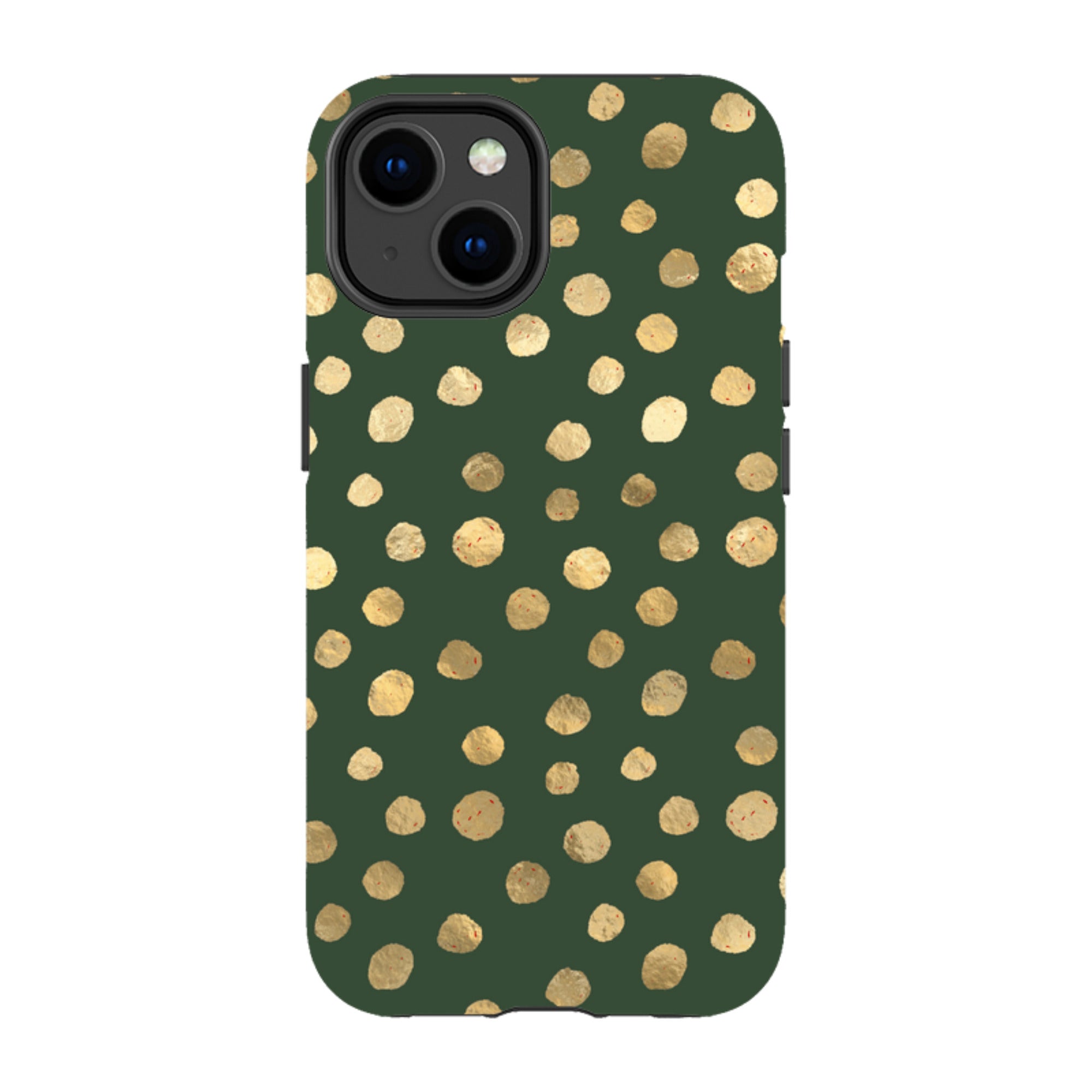 iPhone Tough Case - Green and Gold Dots