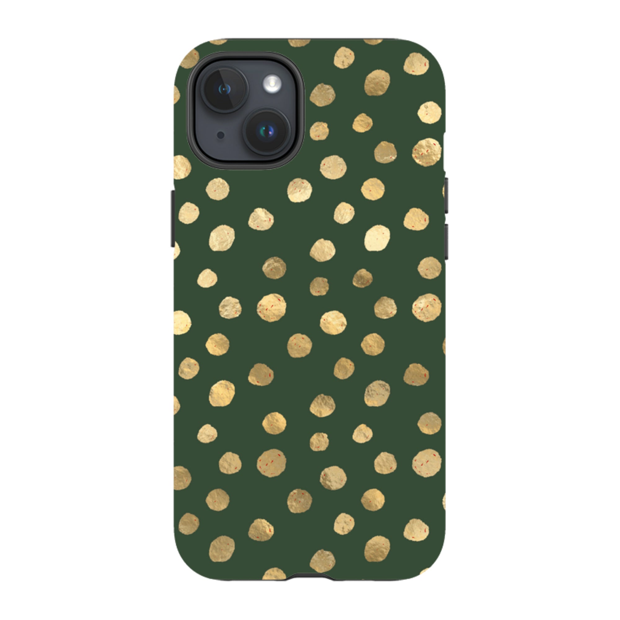 iPhone Tough Case - Green and Gold Dots