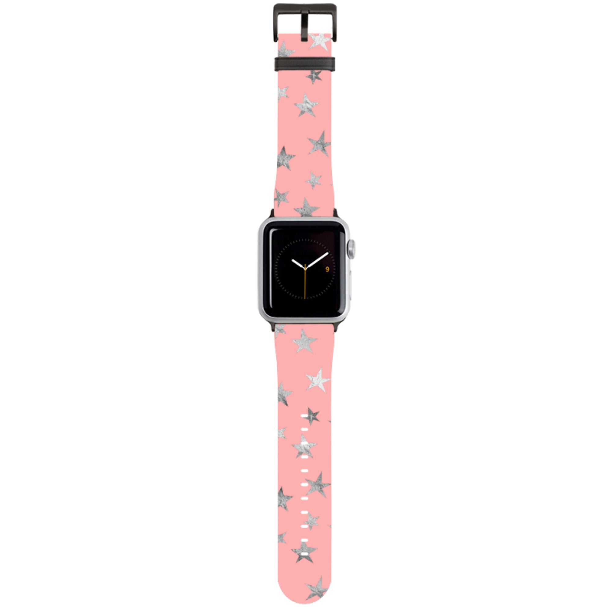 Pink and Silver Stars Apple Watch Strap