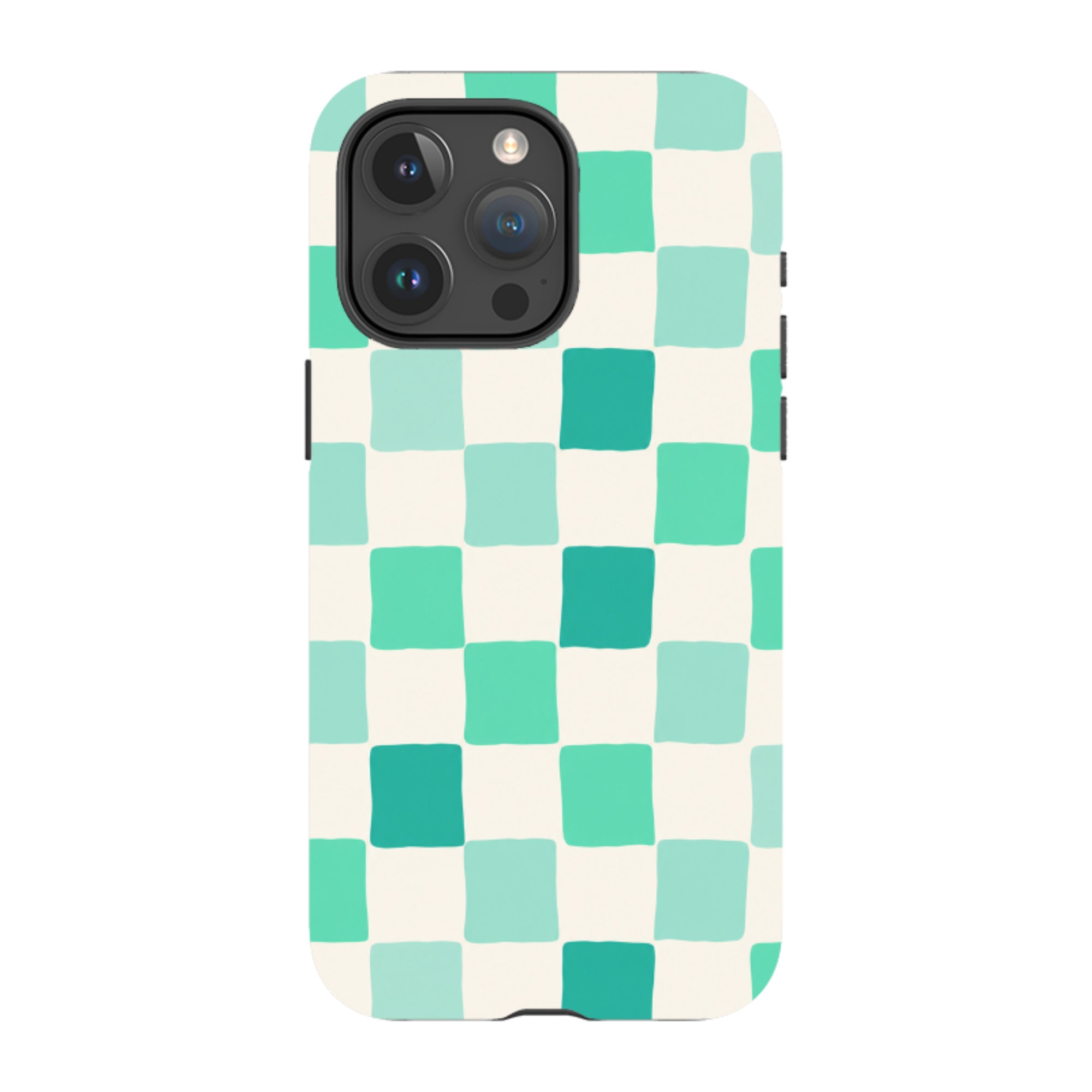 iPhone Tough Case - Mint Green Checkerboard
