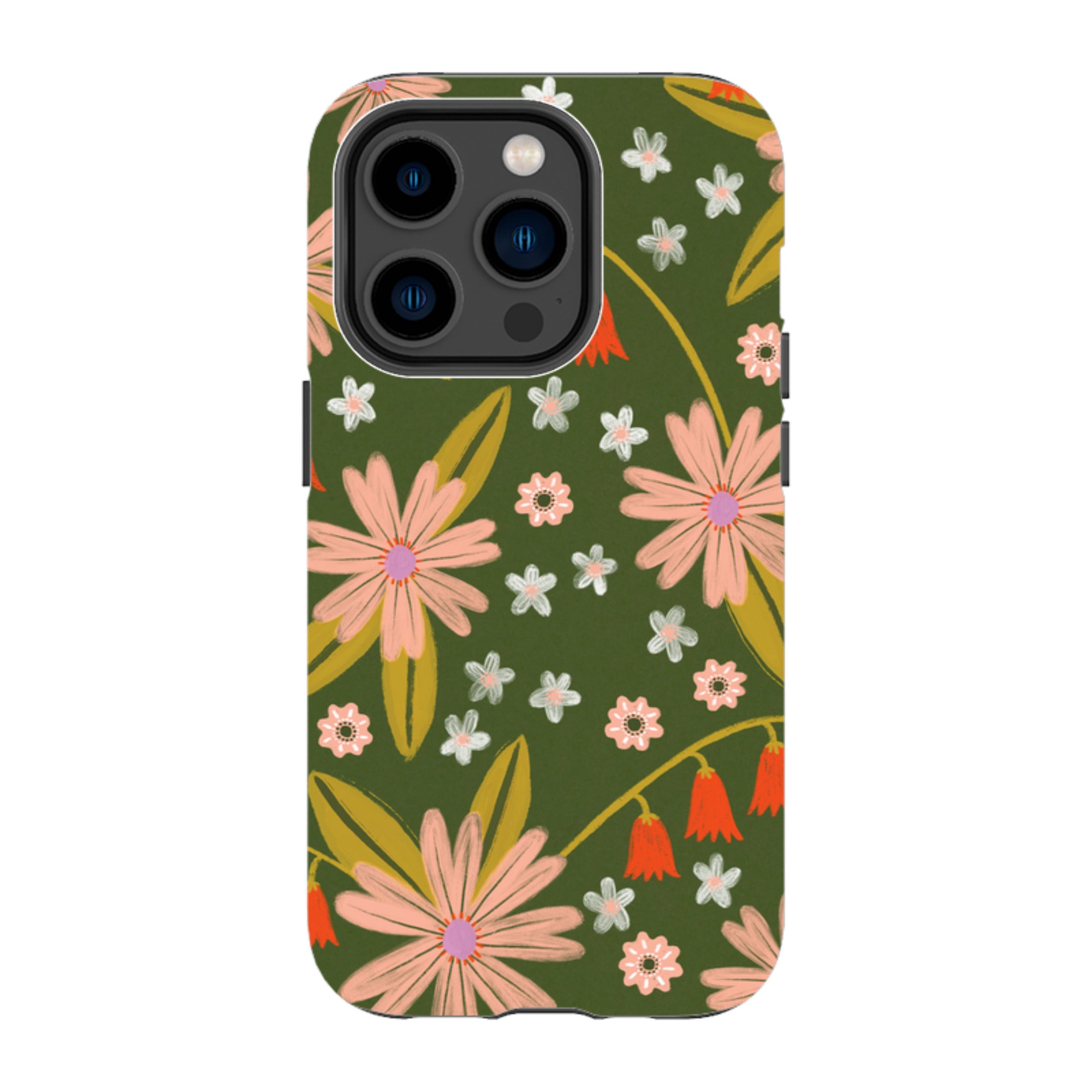 iPhone Tough Case - Red and Green Floral Pattern By Lee Foster Wilson