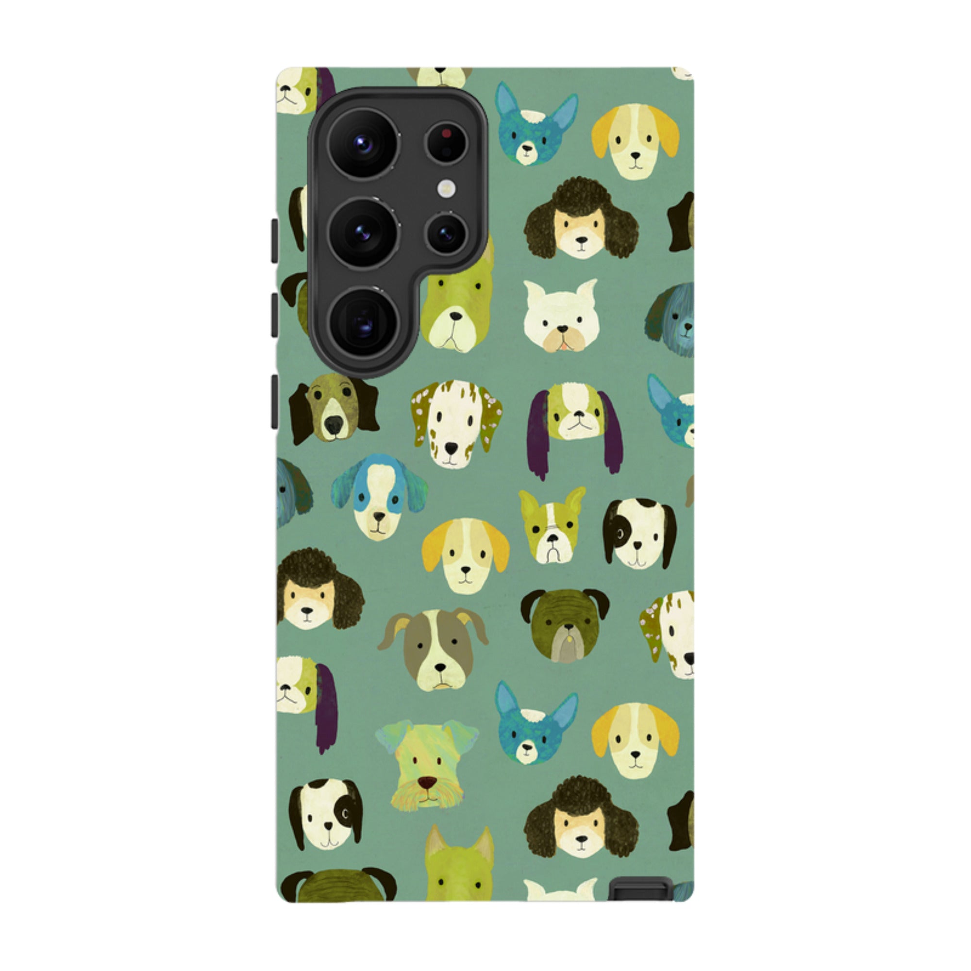 Samsung Tough Case - Dog Heads Green By Katherine Quinn