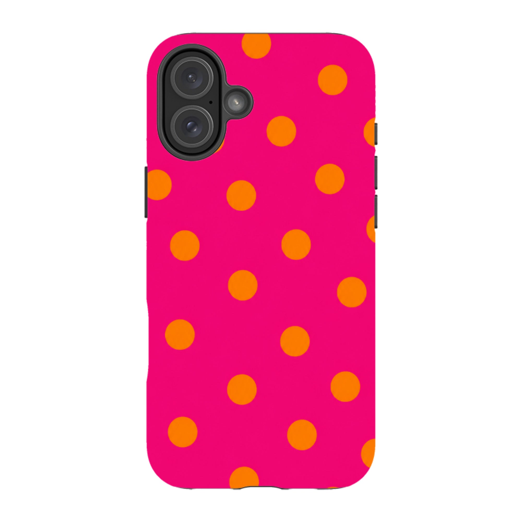iPhone Tough Case - Hot Pink & Orange Polka Dot