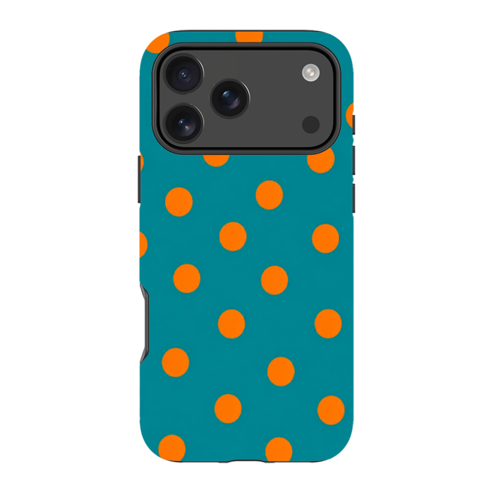 iPhone Tough Case - Teal & Orange Polka Dot