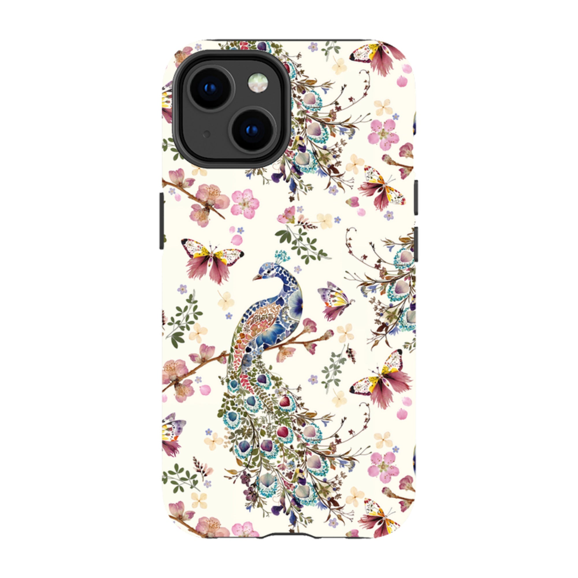 iPhone Tough Case - Peacock and Cherry Blossoms By Helen Ahpornsiri