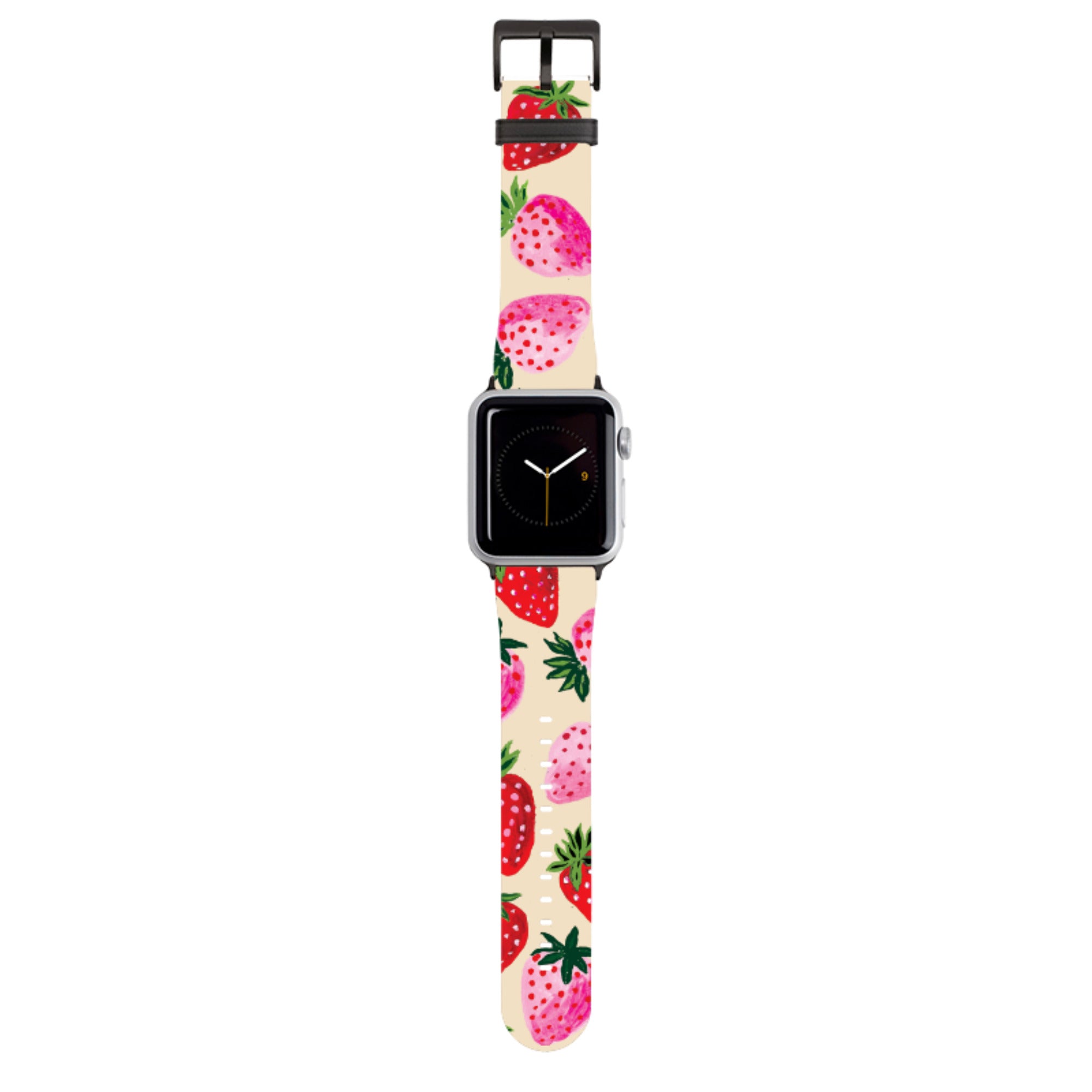 Strawberry Scatter Cream Apple Watch Strap By Emma Frances Grant