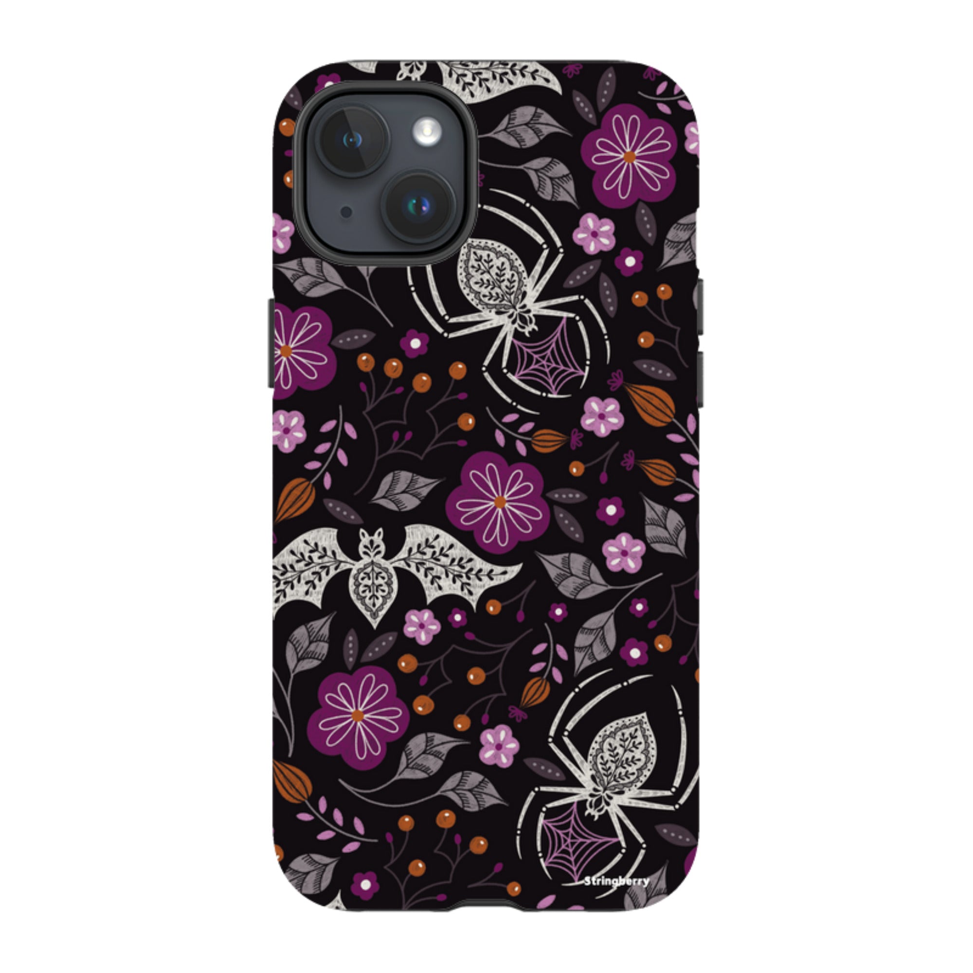 iPhone MagSafe Tough Case -  Spider Bat Pattern Black By Jenny Zemanek