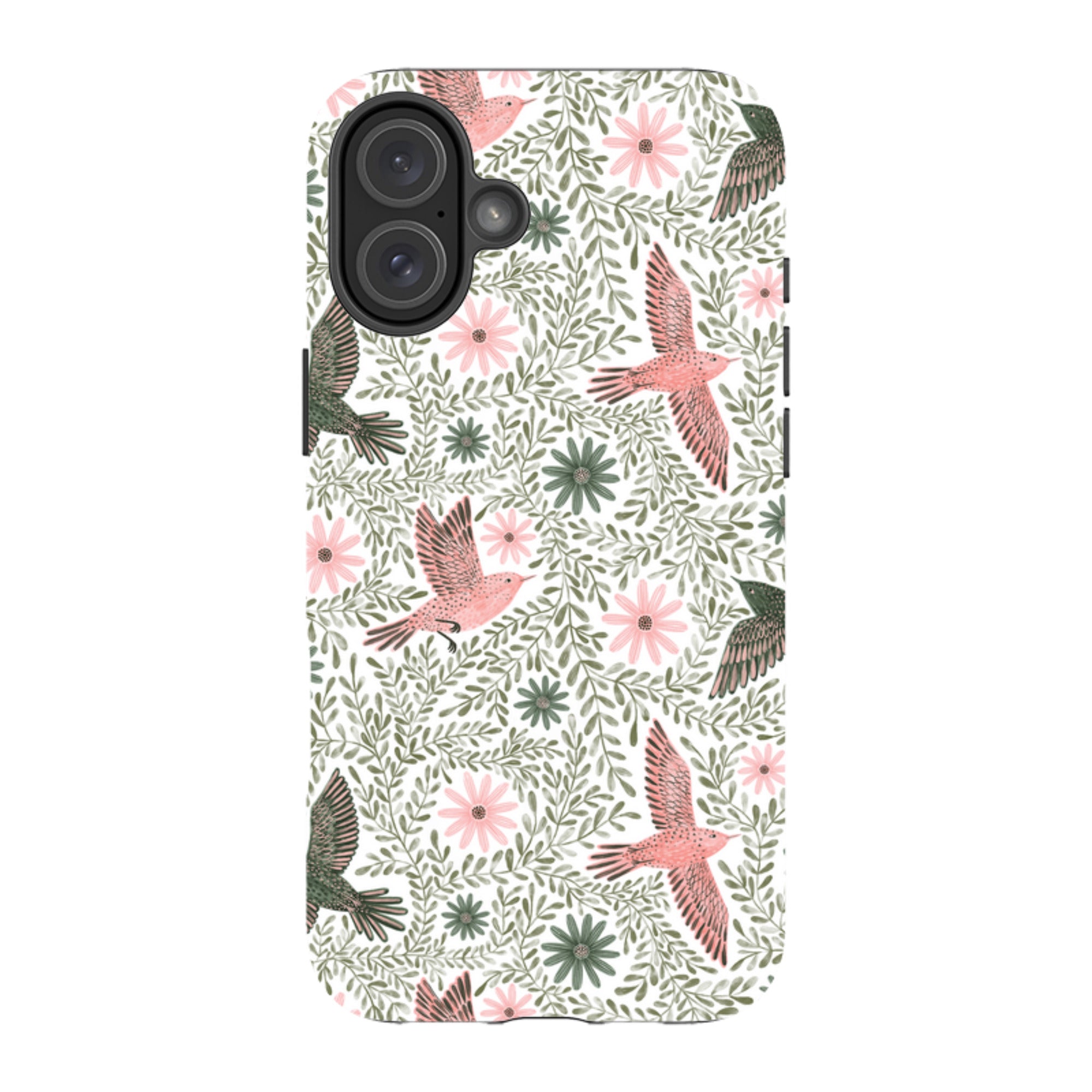 iPhone Tough Case - Bird Pattern Green By Lee Foster Wilson