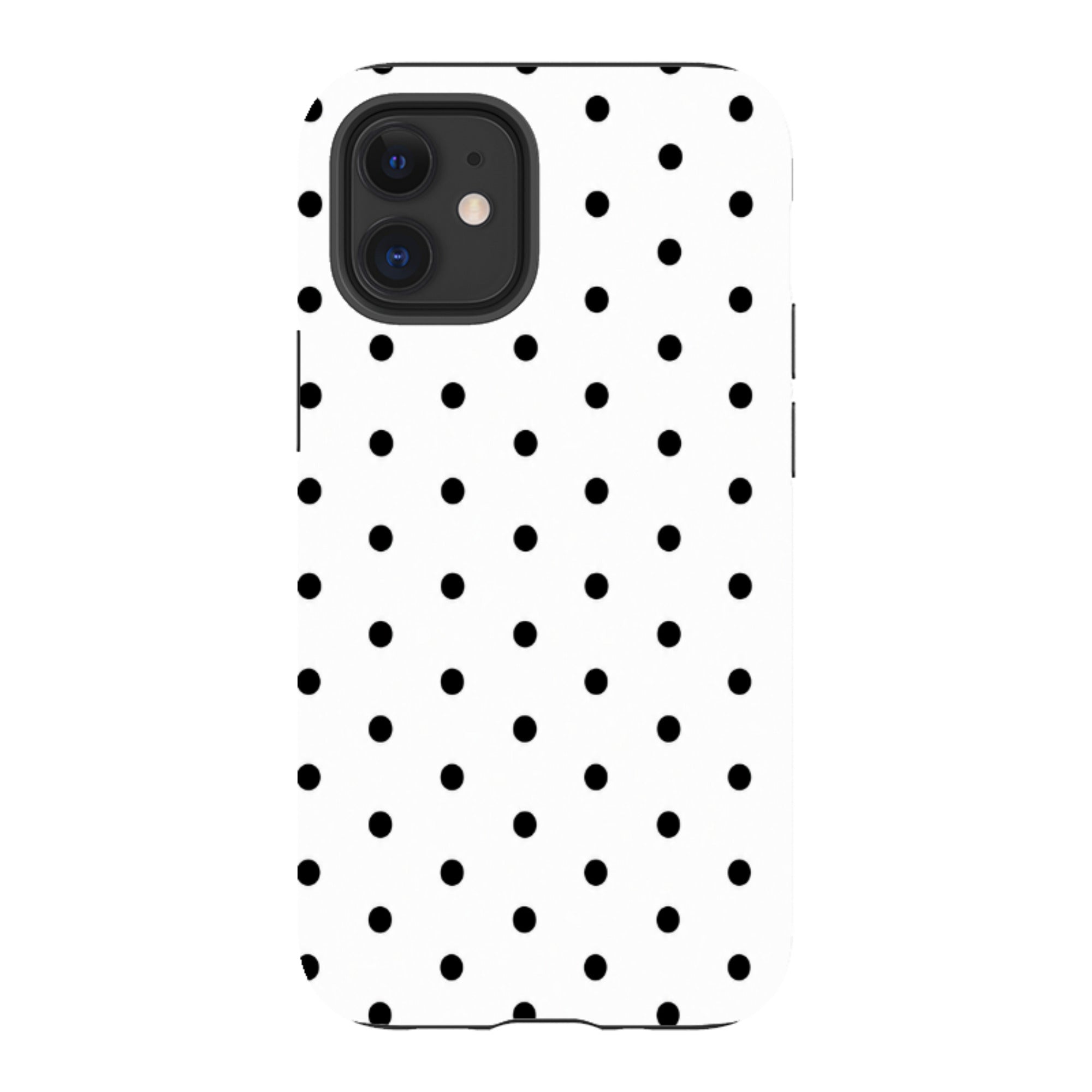 iPhone Tough Case - White & Black Polka Dot