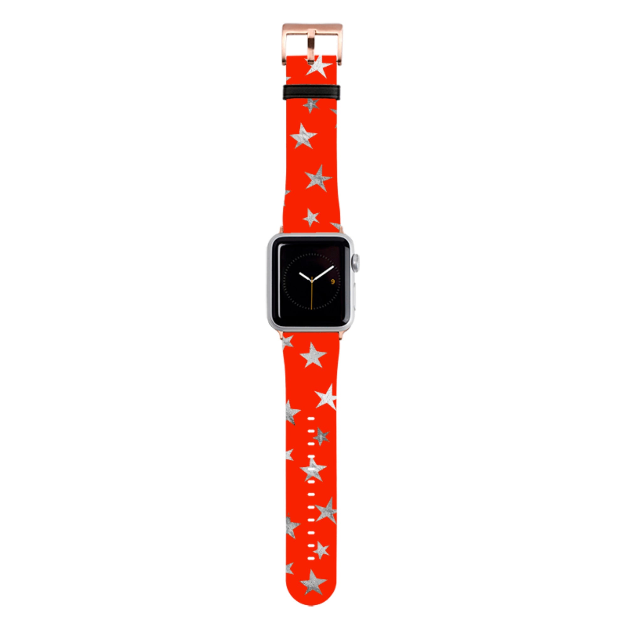 Red and Silver Stars Apple Watch Strap