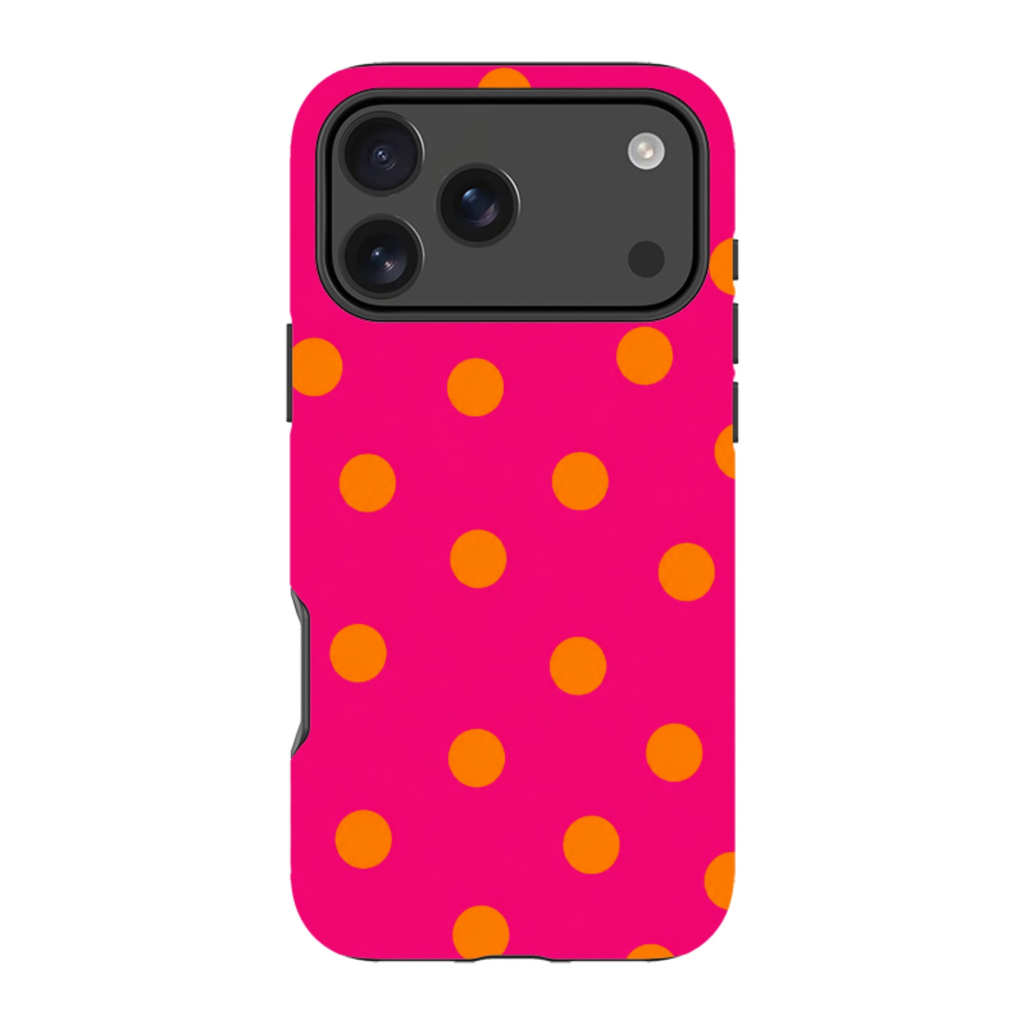 iPhone Tough Case - Hot Pink & Orange Polka Dot