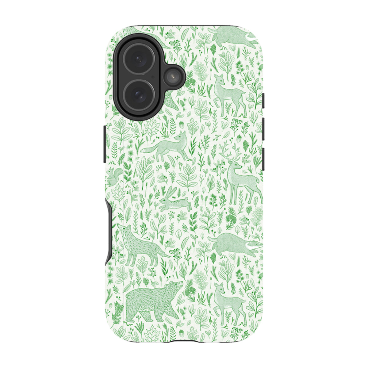 iPhone Tough Case - Forest animals green By Katherine Quinn