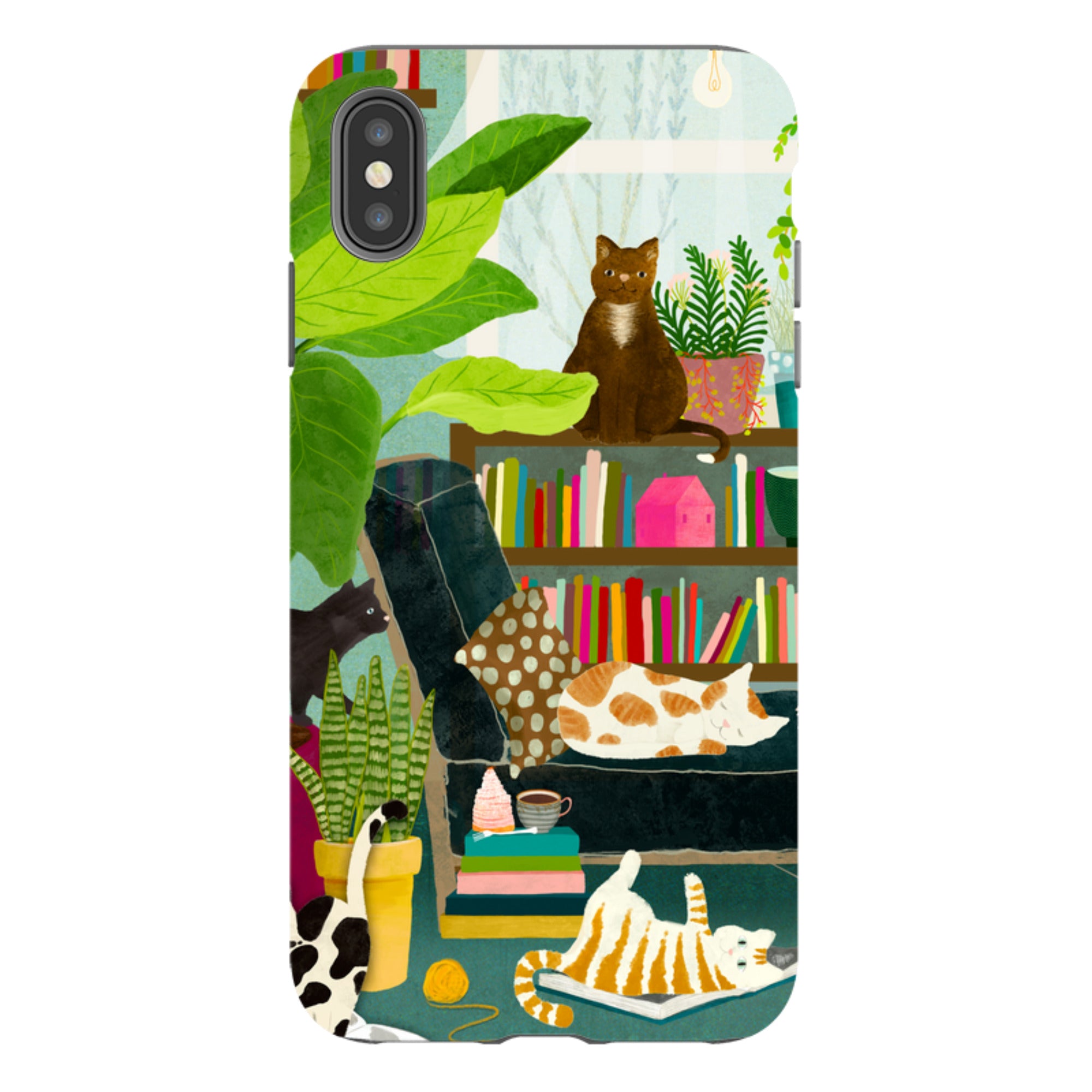 iPhone Tough Case - Cat Library By Katherine Quinn
