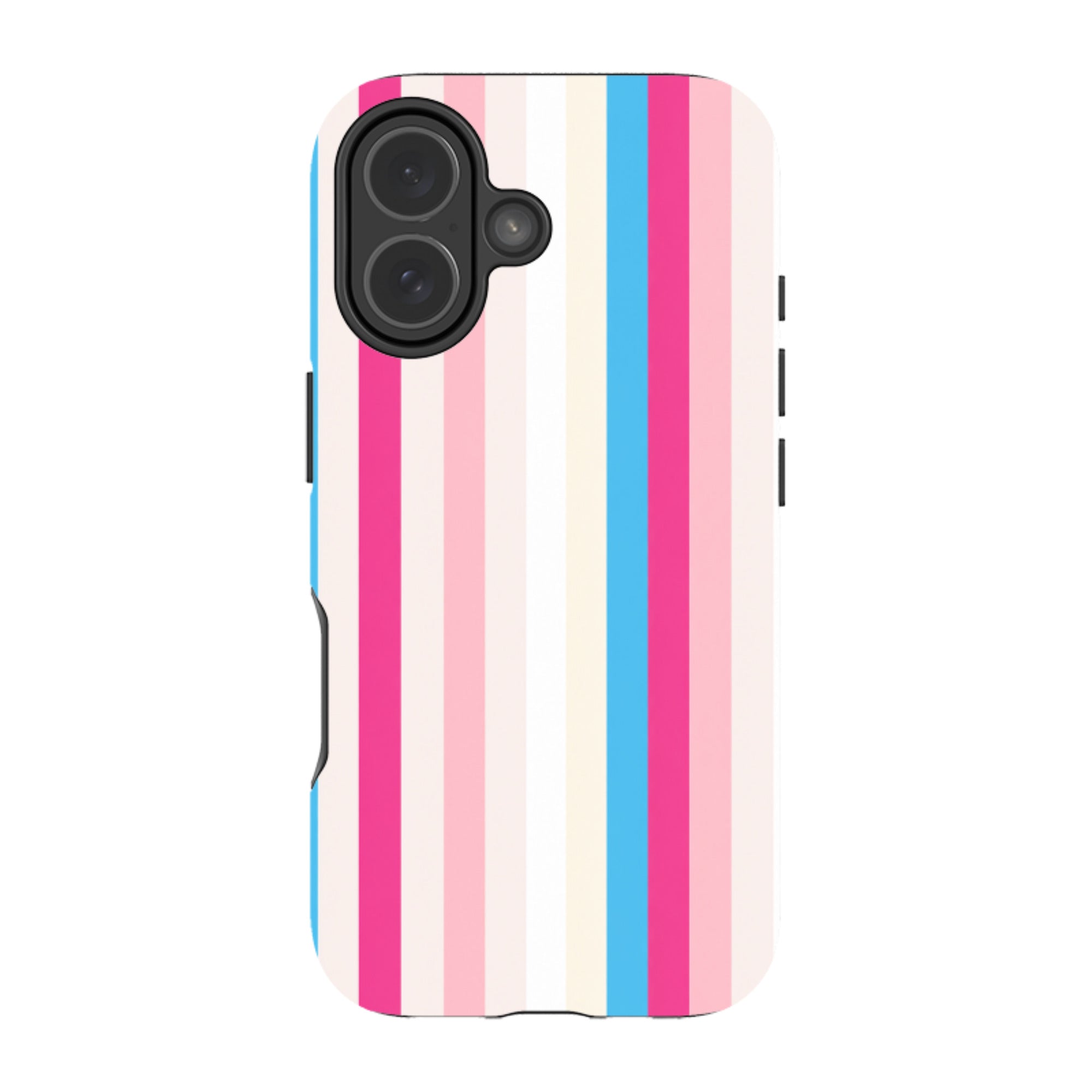 iPhone MagSafe Tough Case - Pink, Blue & Cream Stripe