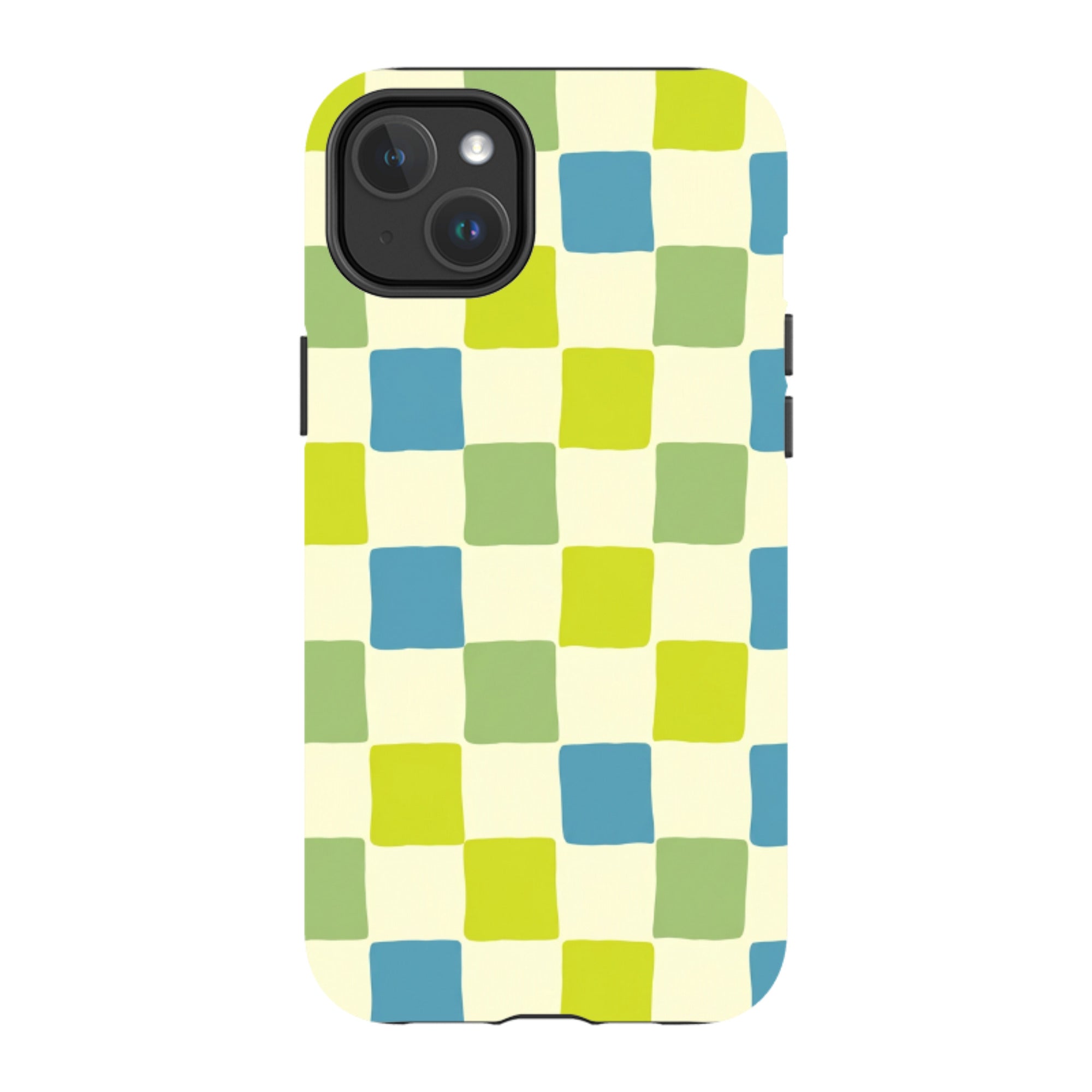 iPhone MagSafe Tough Case - Lime Green & Blue Checkerboard
