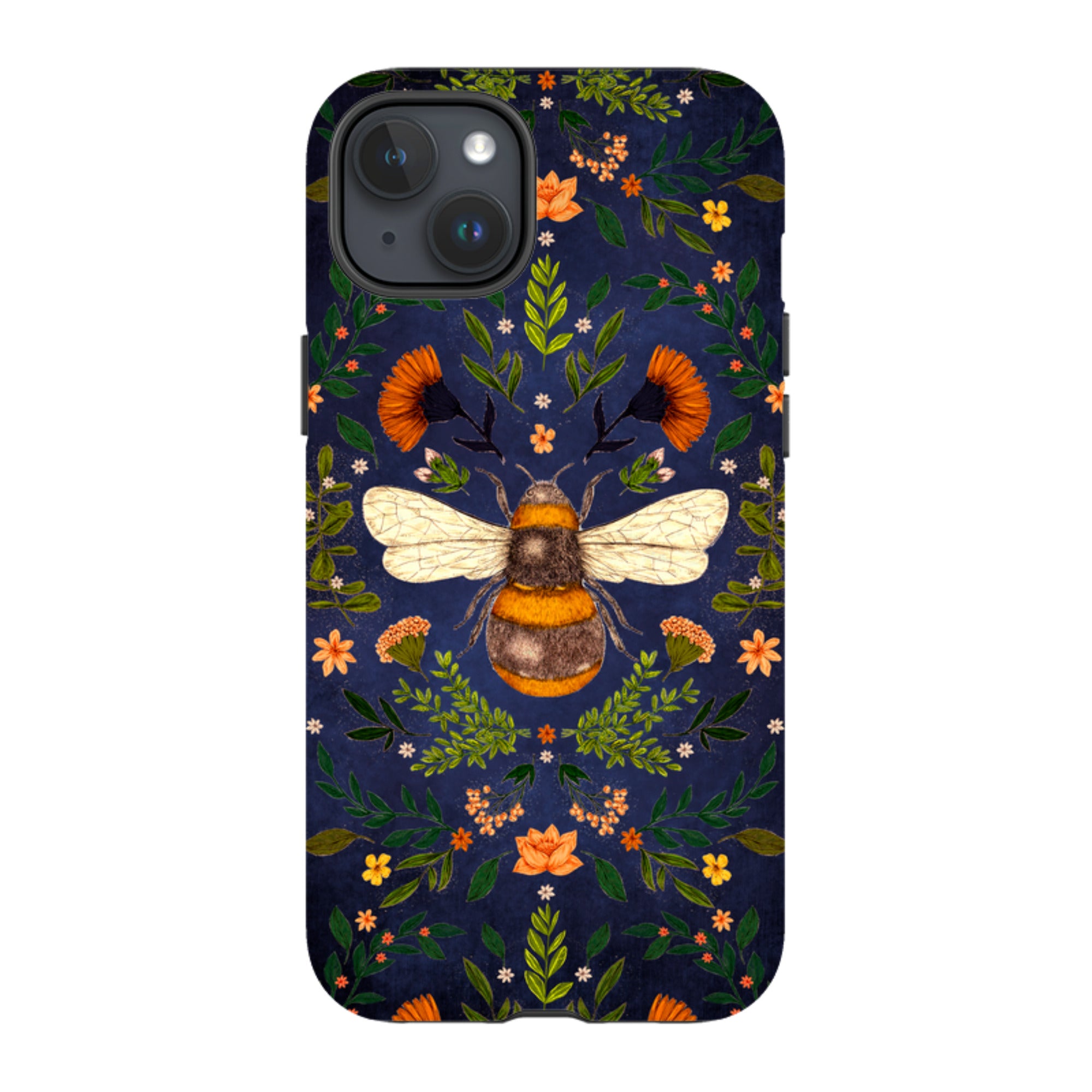iPhone Tough Case - Botanical Bee Blue By Jade Mosinski