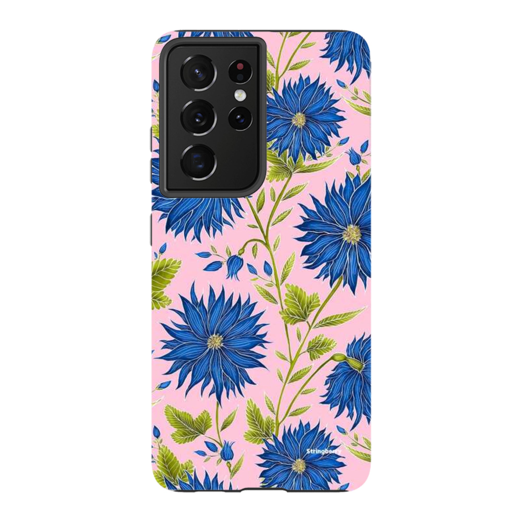 Samsung Tough Case - Blue Flowers Pink By Catherine Rowe