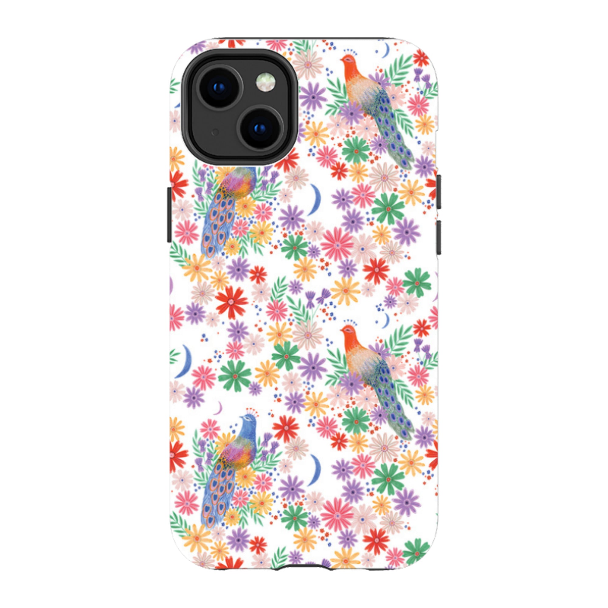 iPhone Tough Case - Peacock Pattern White By Lee Foster Wilson