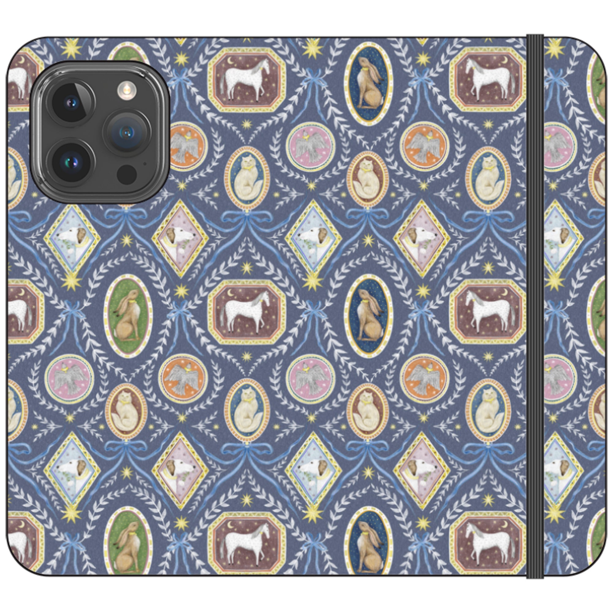 Charleston Dusk Blue Wallet Case By Catherine Rowe