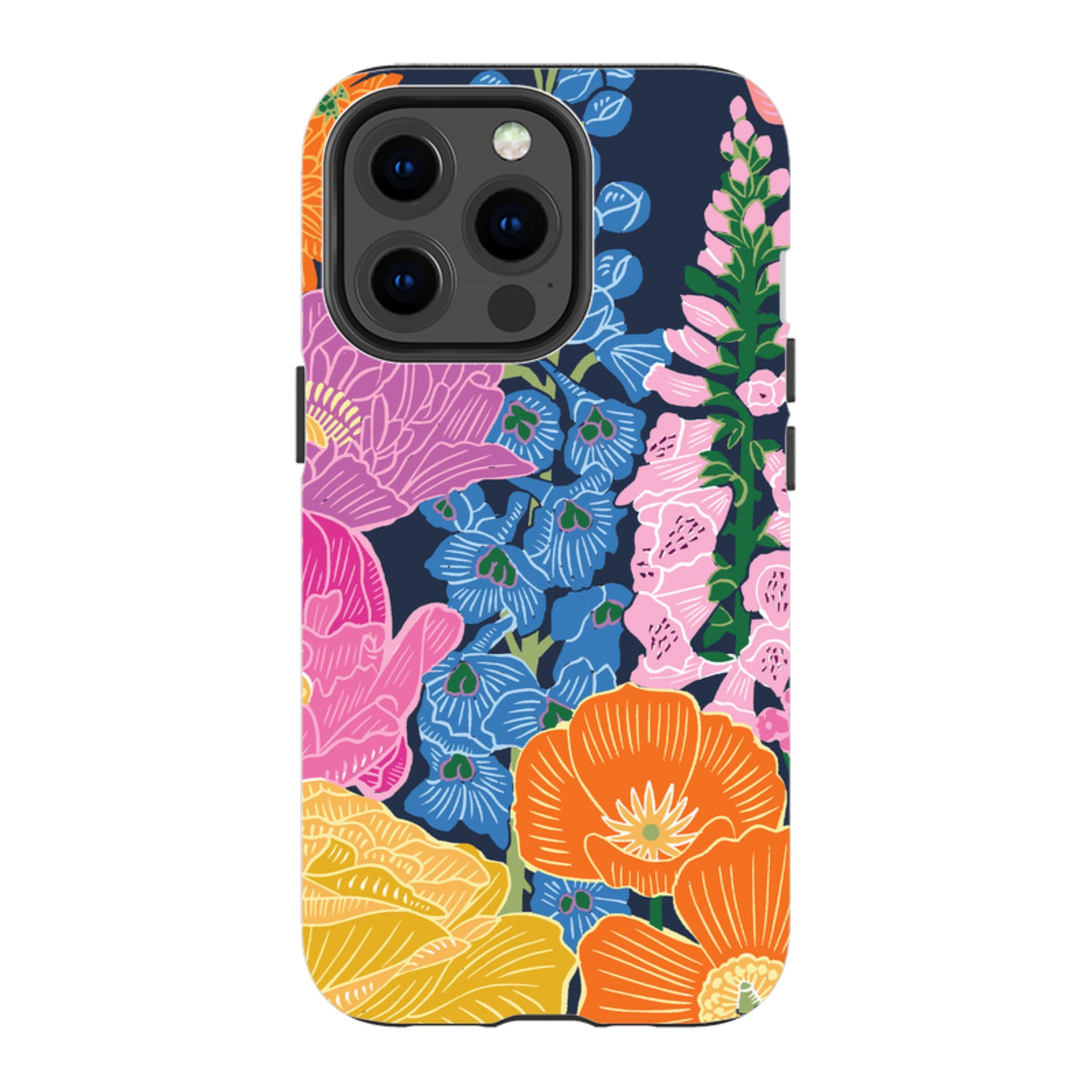iPhone Tough Case - Flower Garden Navy By kate Heiss