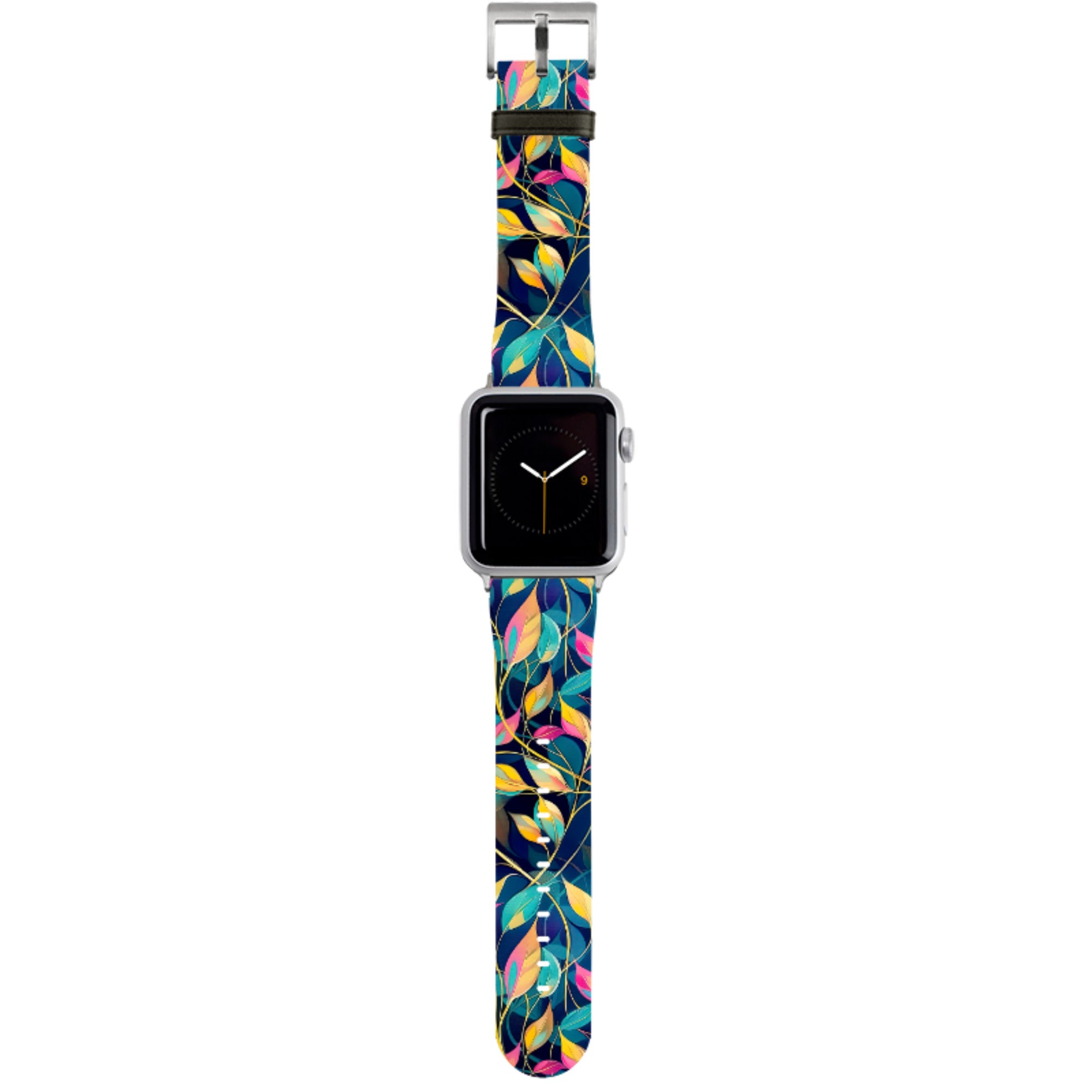 Pink and Teal Leaves Apple Watch Strap