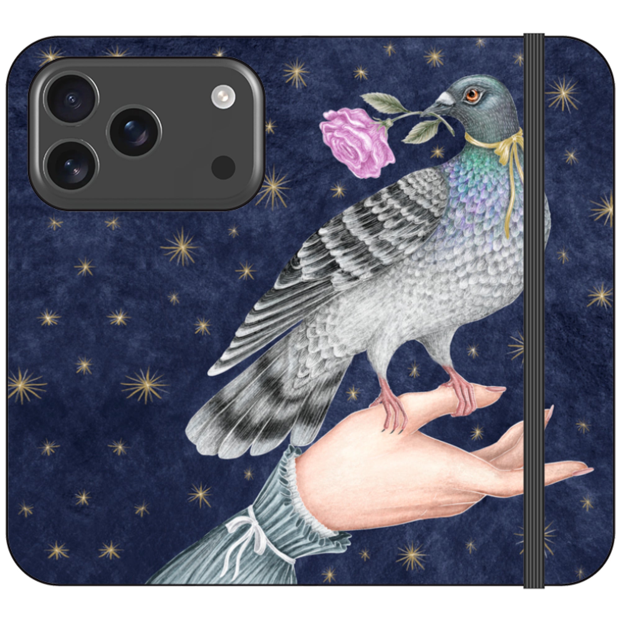 Pigeon With Rose Wallet Case By Catherine Rowe