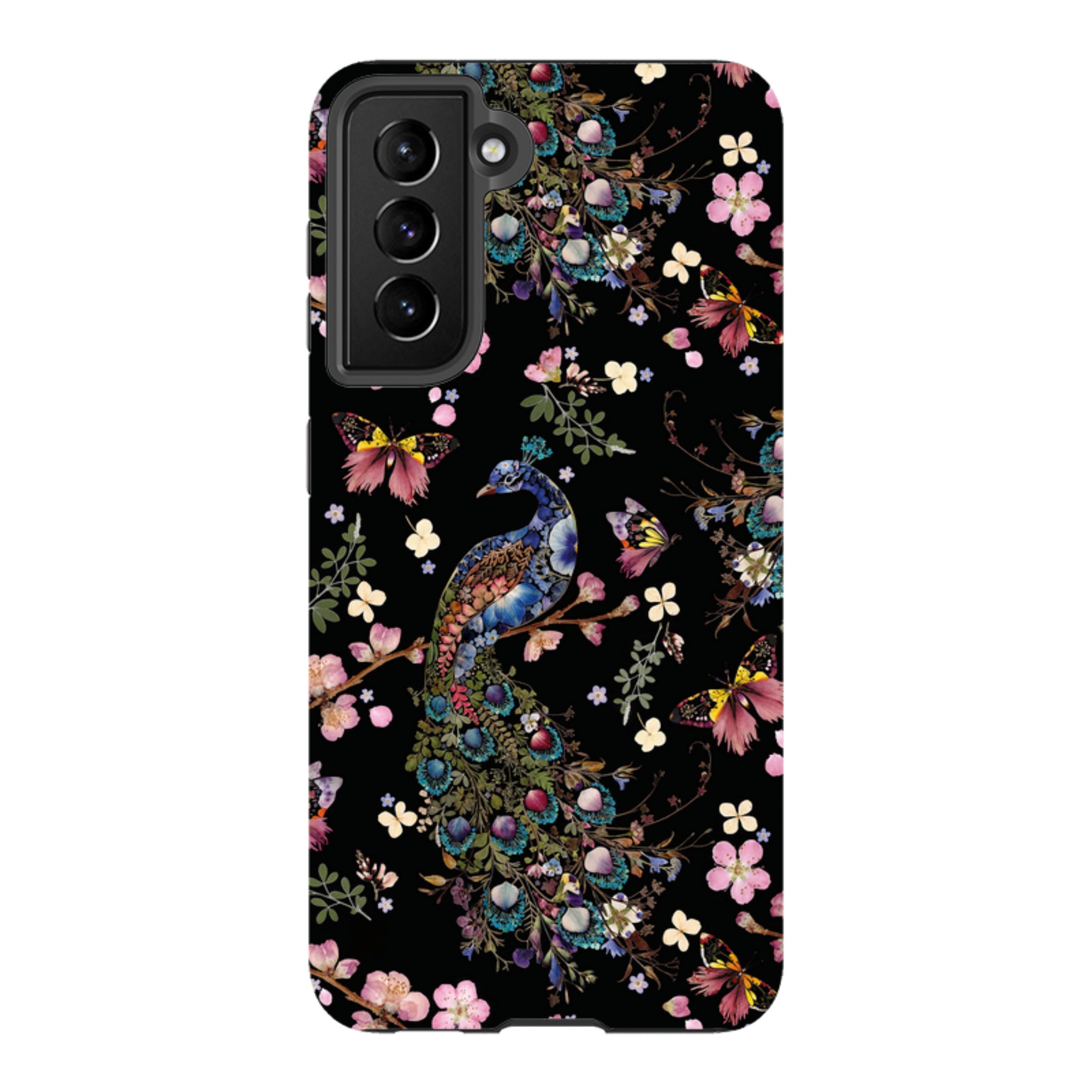 Samsung Tough Case - Peacock and Cherry Blossoms Dark By Helen Ahpornsiri