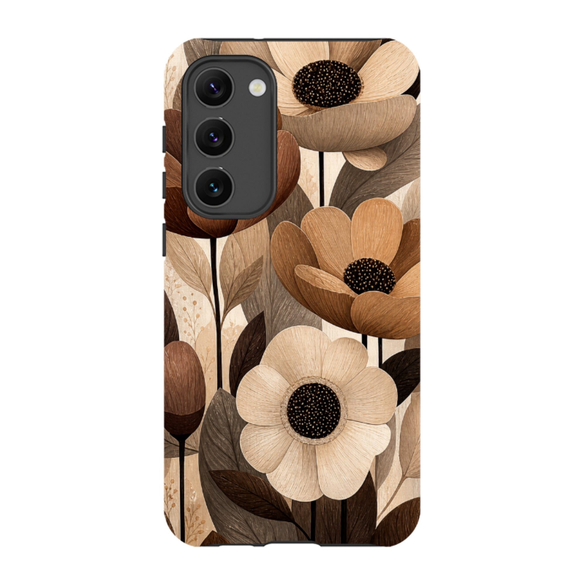 Samsung Tough Case - Chocolate Woodgrain Floral