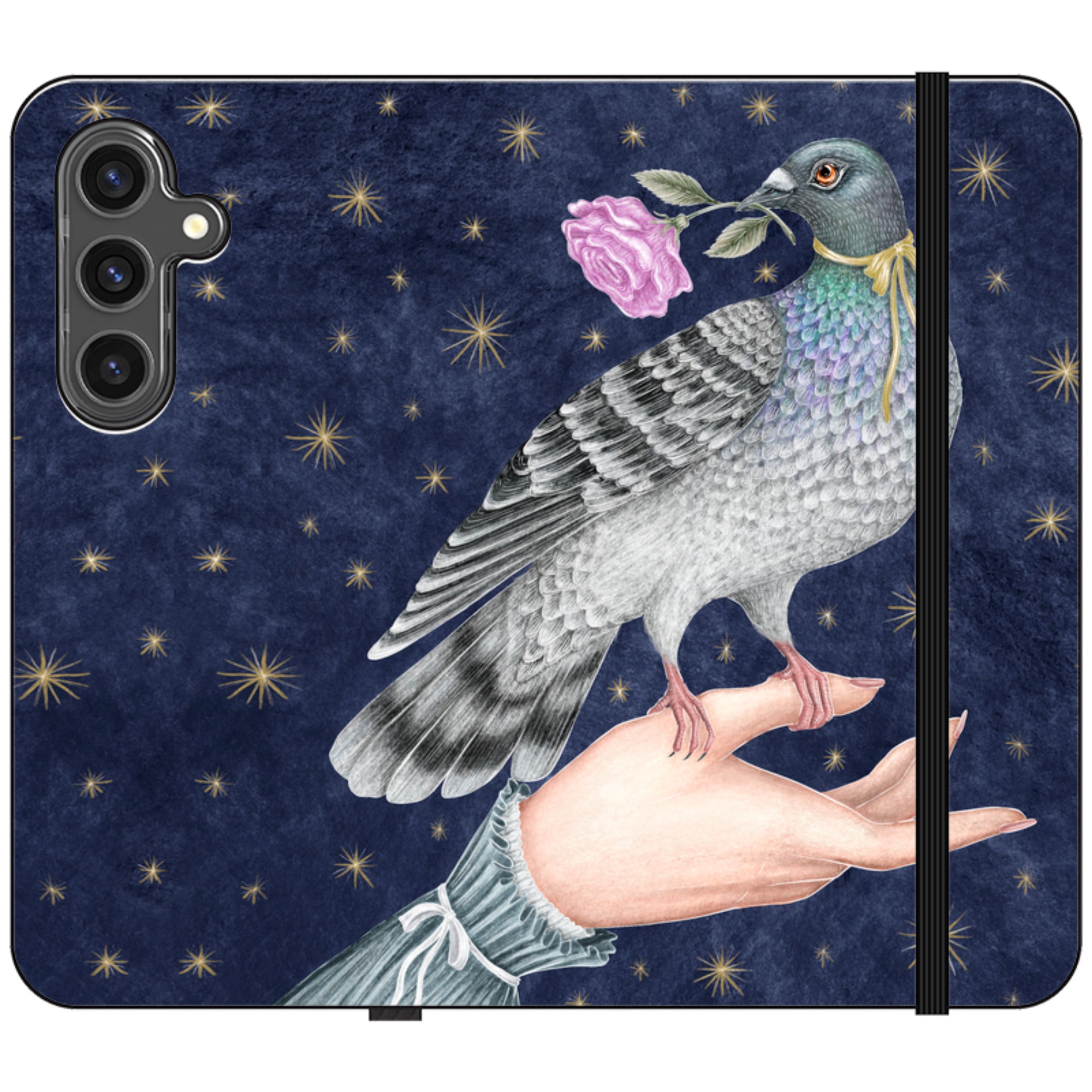 Pigeon With Rose Wallet Case By Catherine Rowe