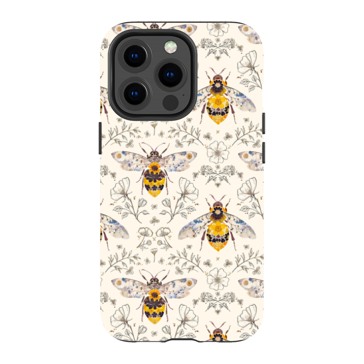 iPhone MagSafe Tough Case - Alabaster Bumble Bee Multi By Helen Ahpornsiri