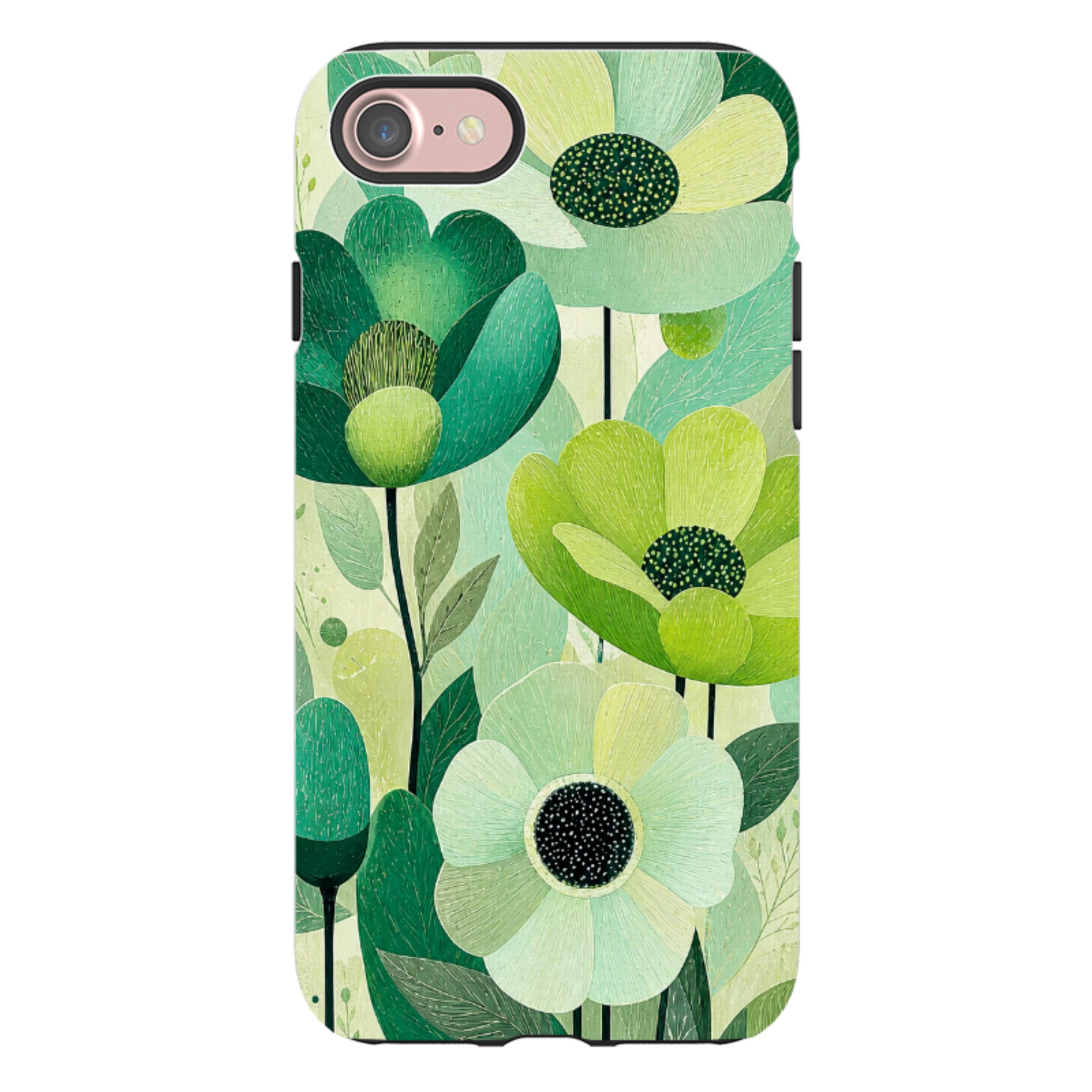 iPhone Tough Case - Mint Woodgrain Floral